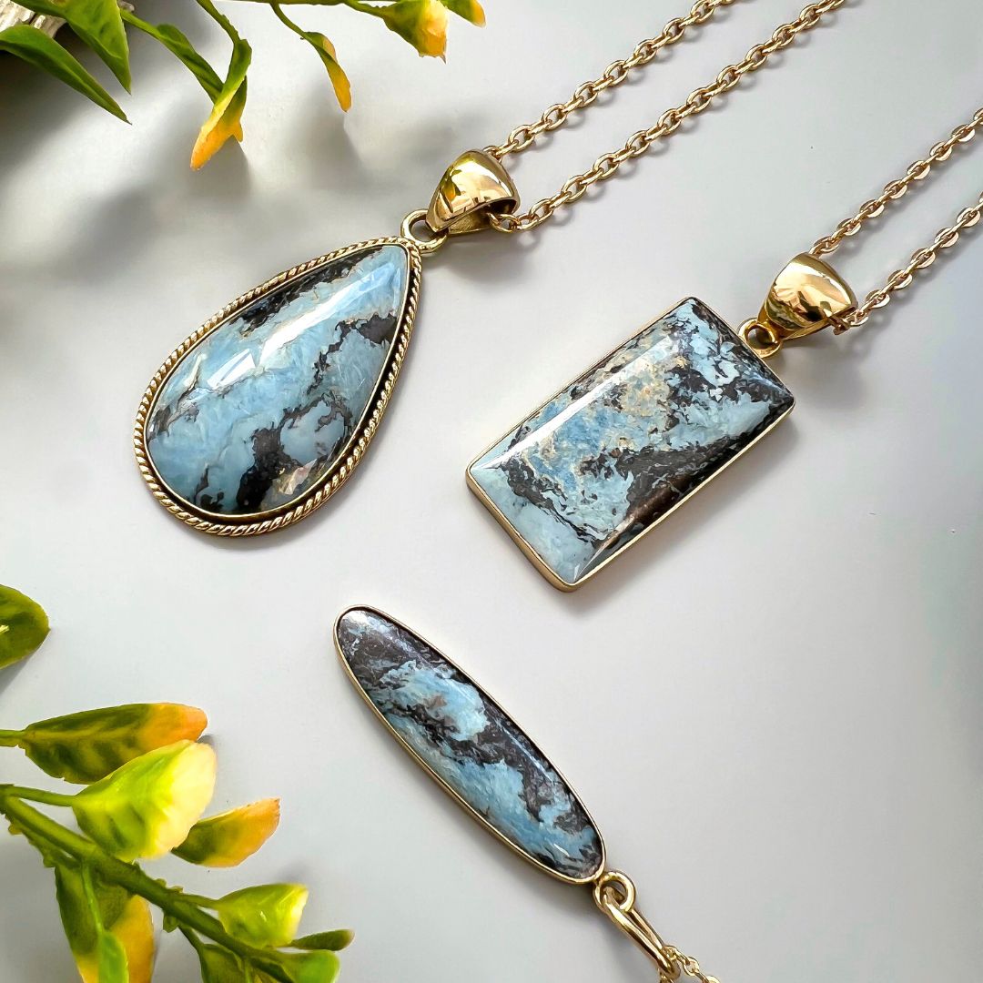 Collection of Aztec Lapis Pendants by Charles Albert Jewelry