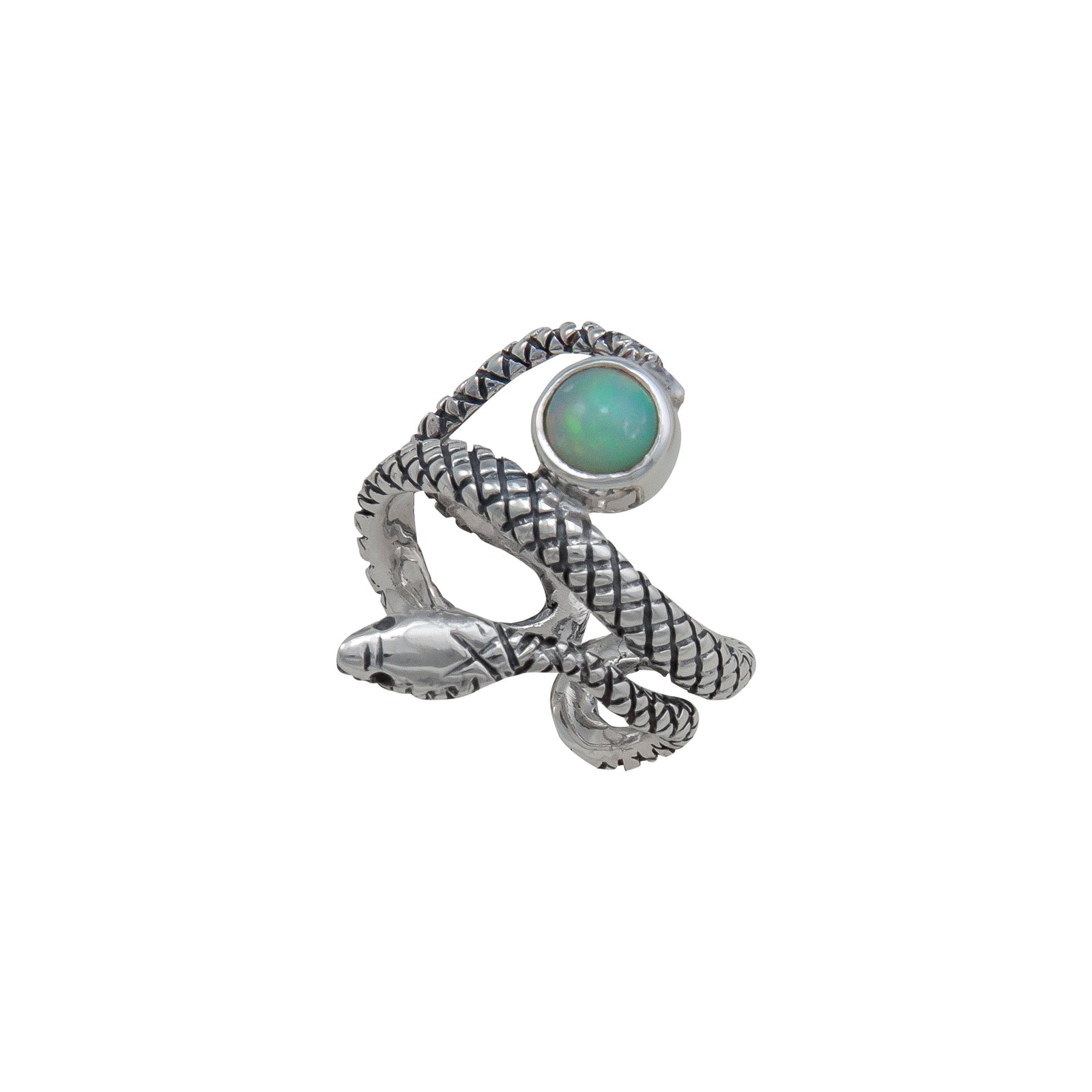 Sterling Silver Opal Snake Adjustable Cuff Ring | Charles Albert Jewelry