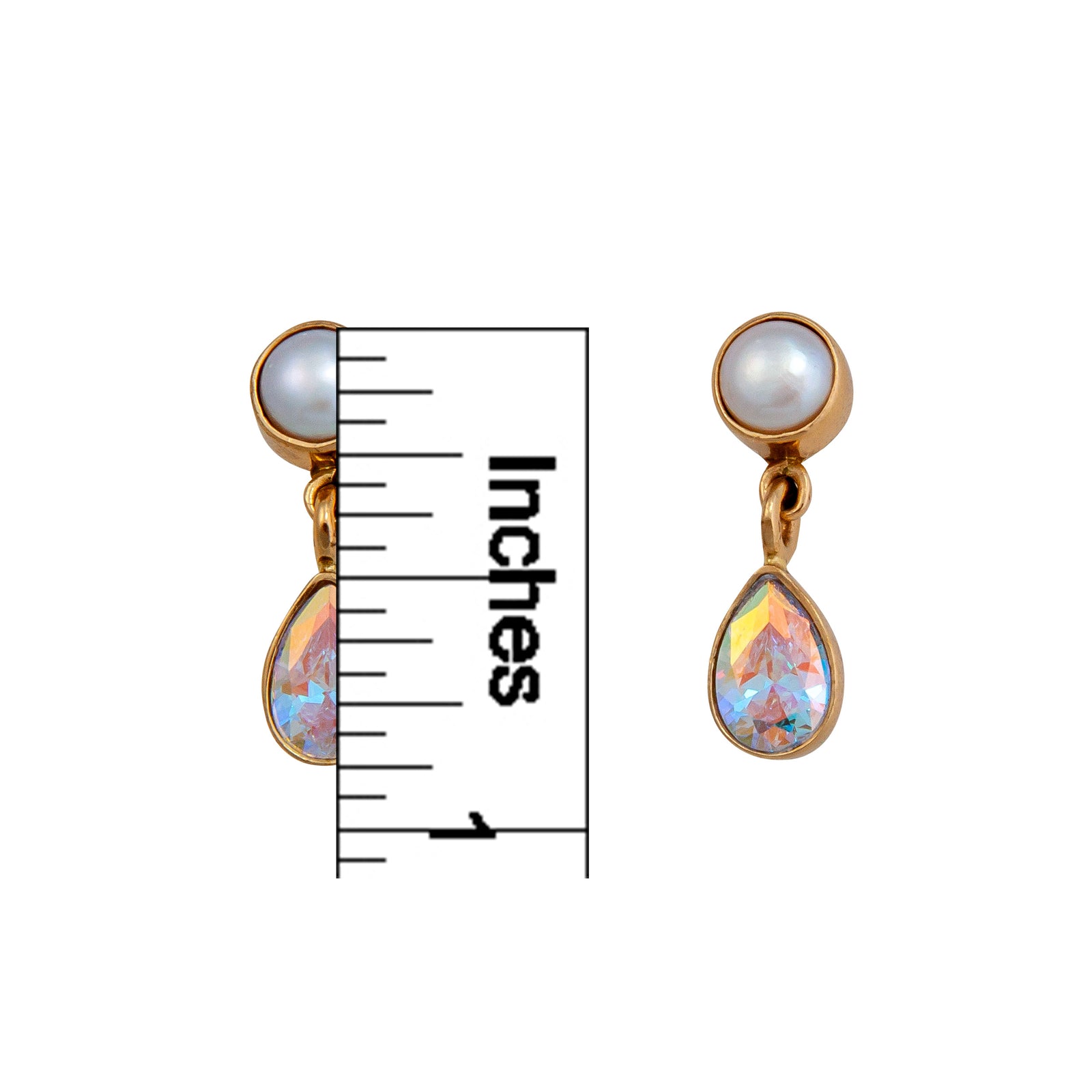 Alchemia Pearl and Mercury Mist Teardrop Post Earrings | Charles Albert Jewelry