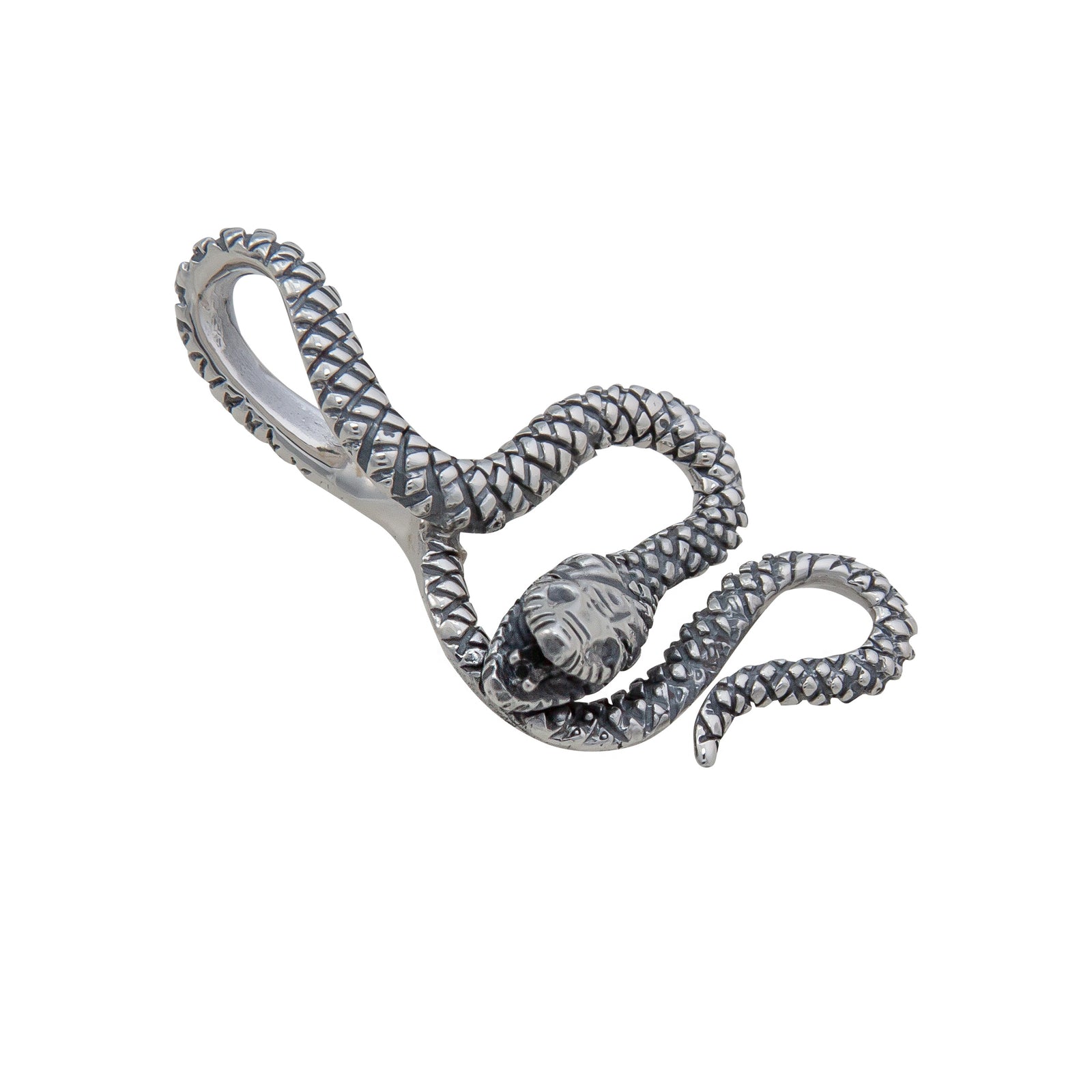 Sterling Silver Oxidized Snake Pendant | Charles Albert Jewelry