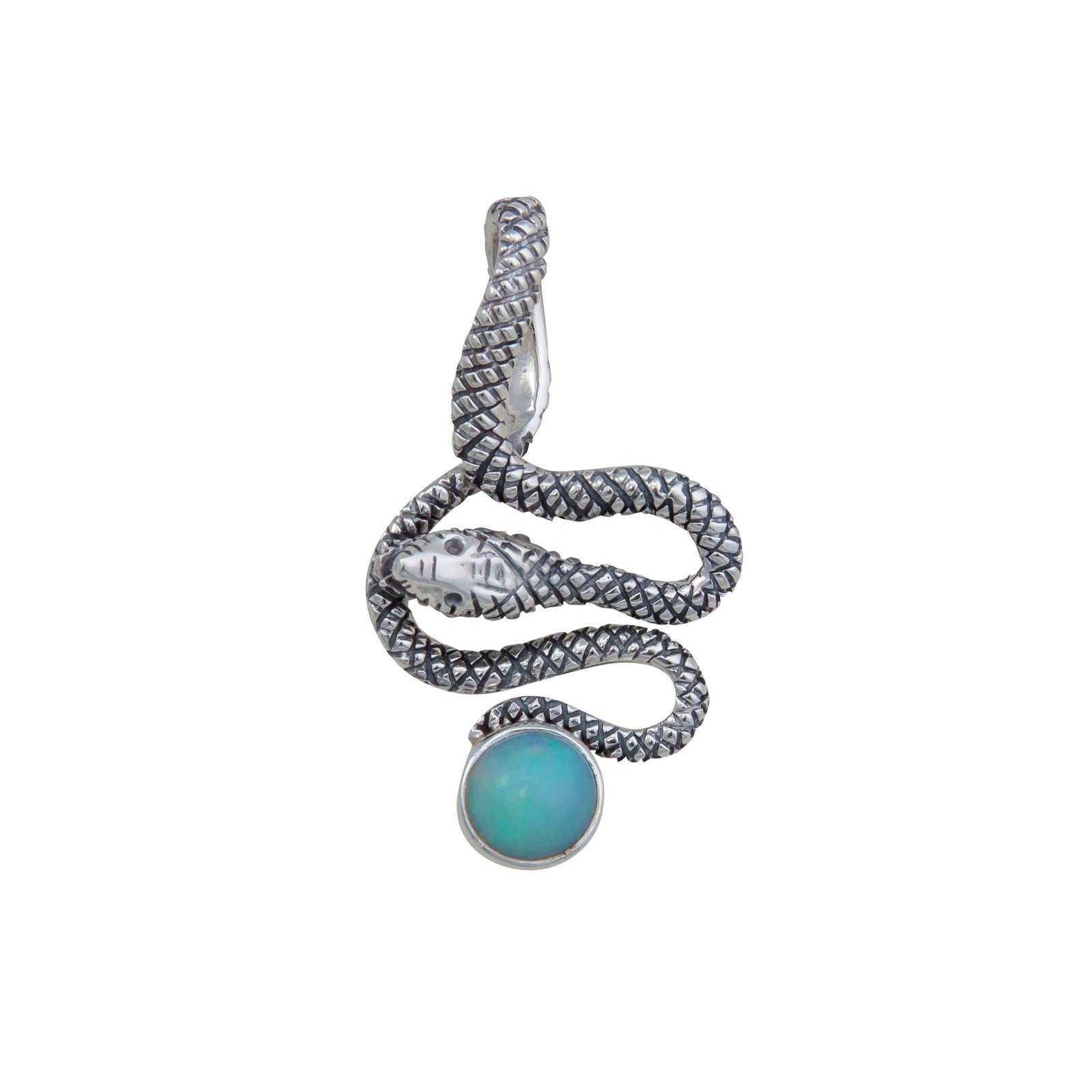 Sterling Silver Opal Snake Pendant | Charles Albert Jewelry