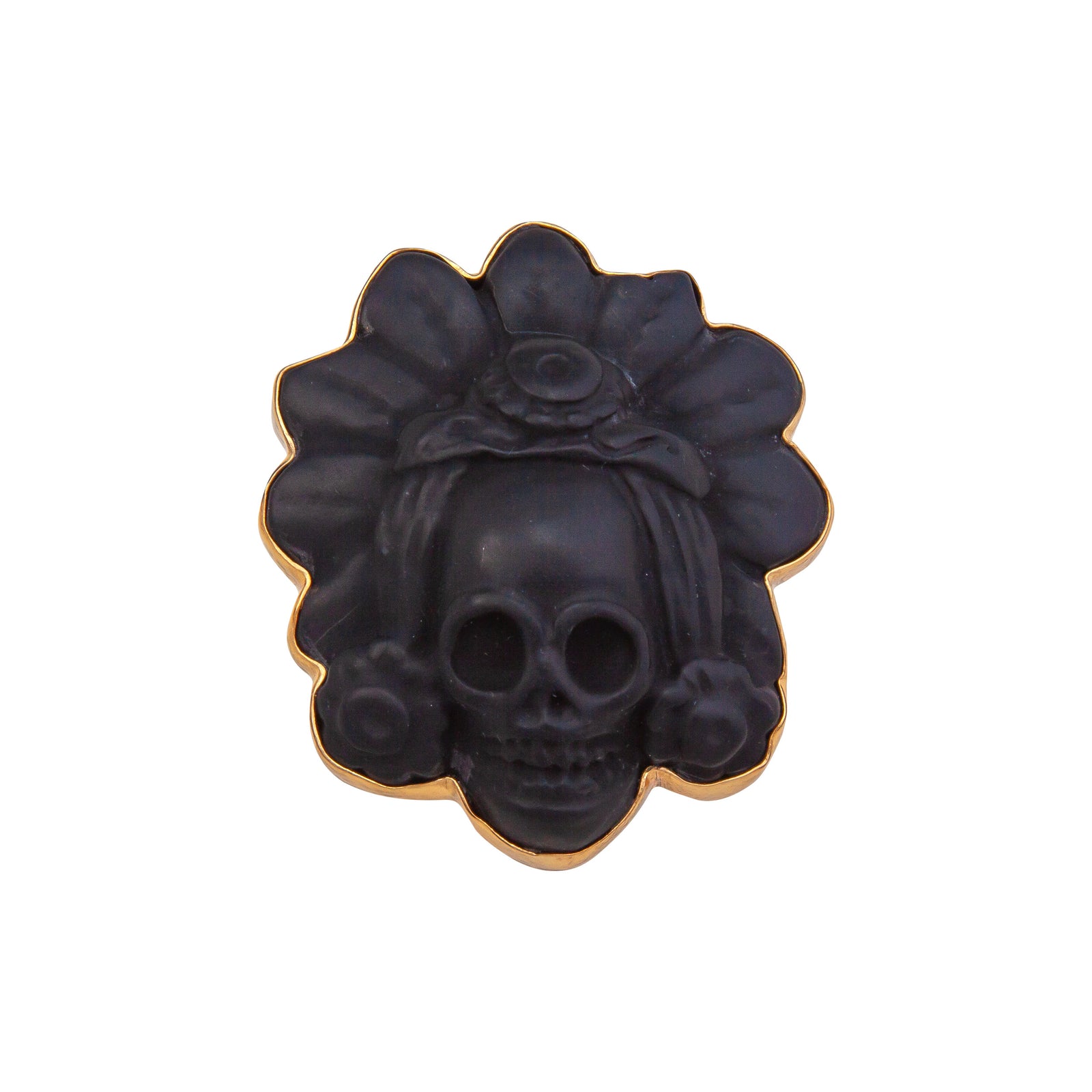 Alchemia Obsidian Headdress Skull Adjustable Ring
