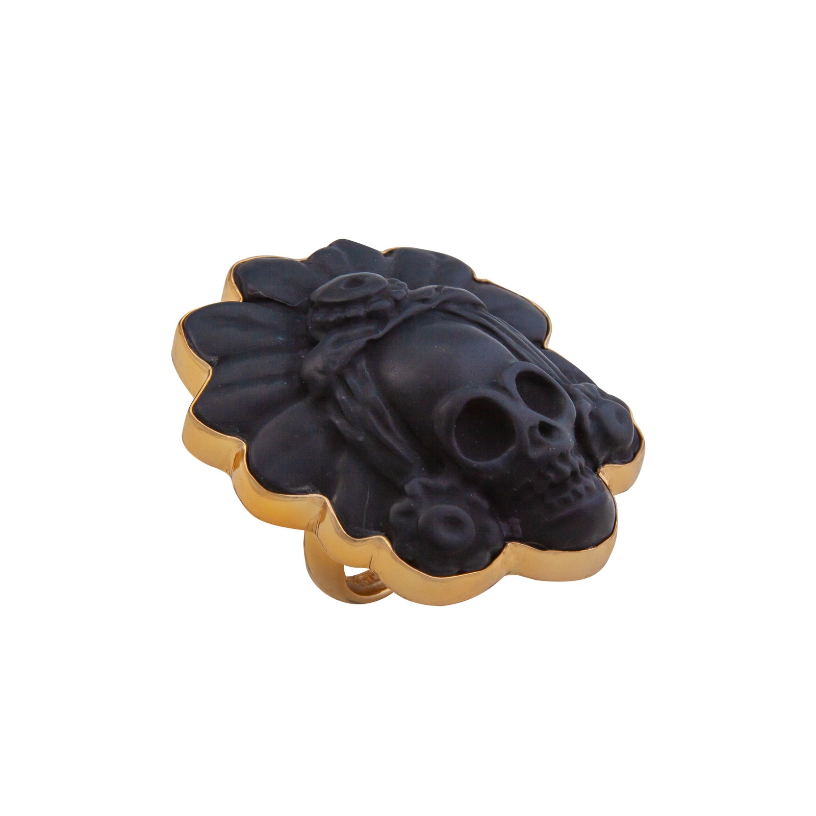 Alchemia Obsidian Headdress Skull Adjustable Ring