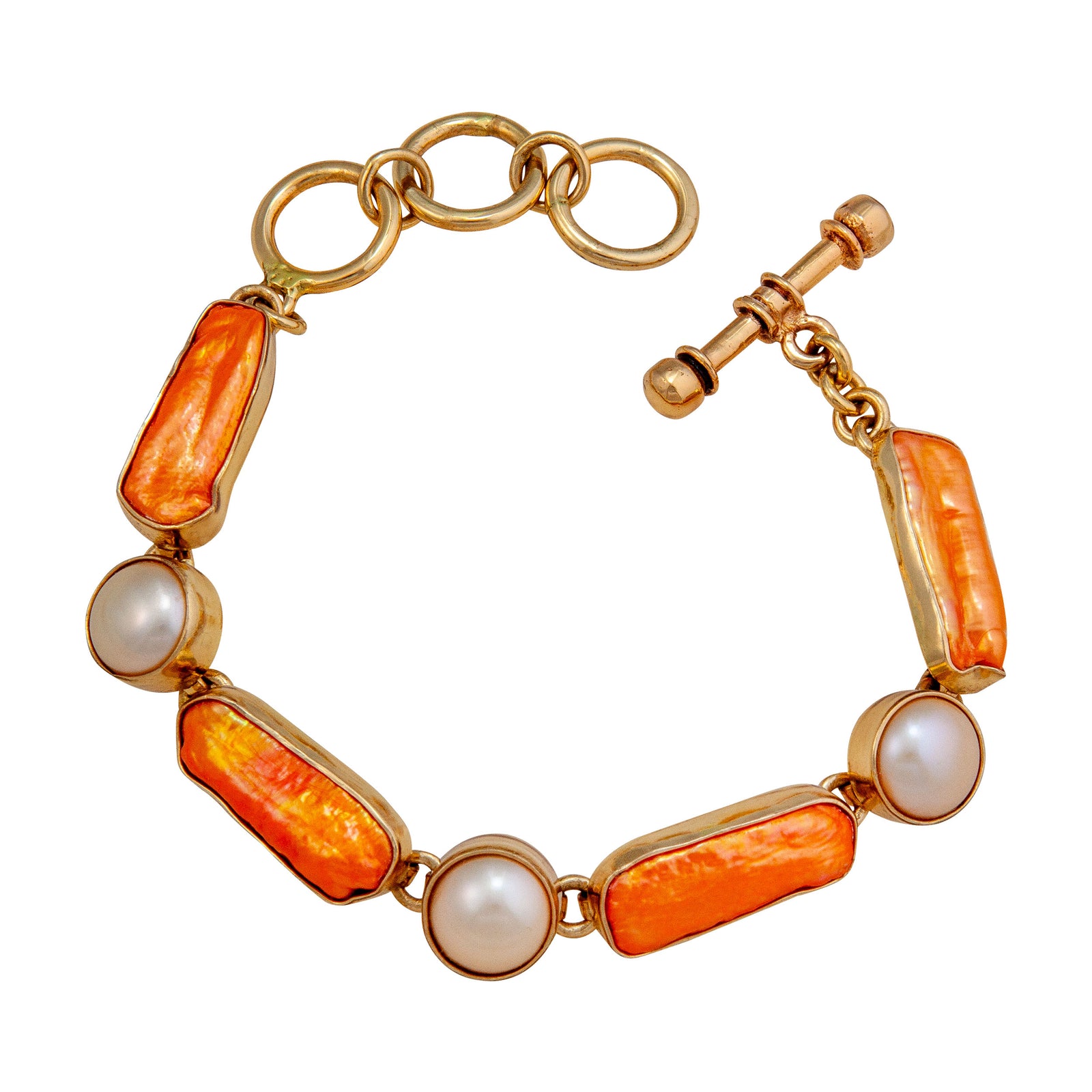 Alchemia Sunset Pearl and Biwa Pearl Bracelet | Charles Albert Jewelry