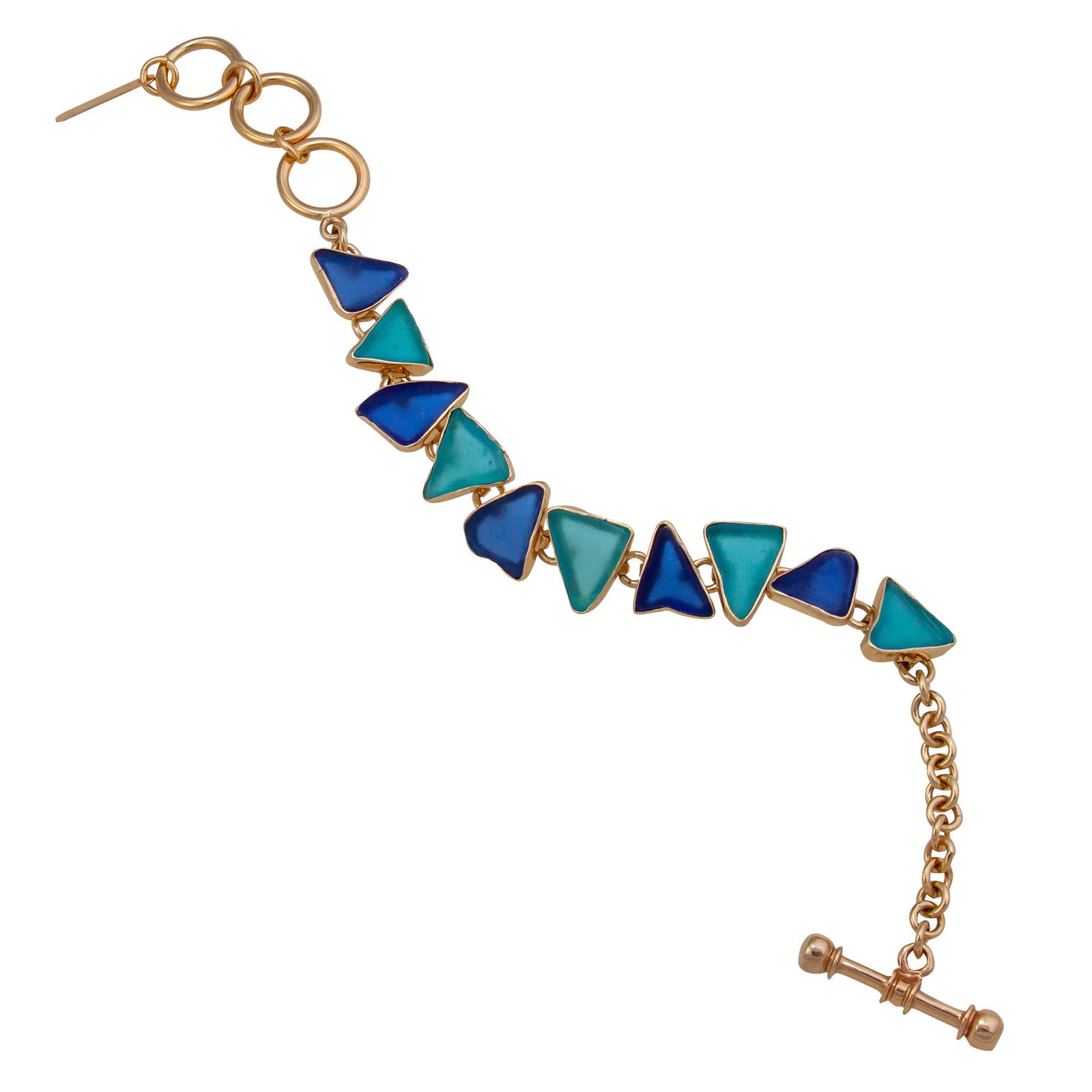 Alchemia Aqua and Cobalt Blue Beach Glass Bracelet | Charles Albert Jewelry