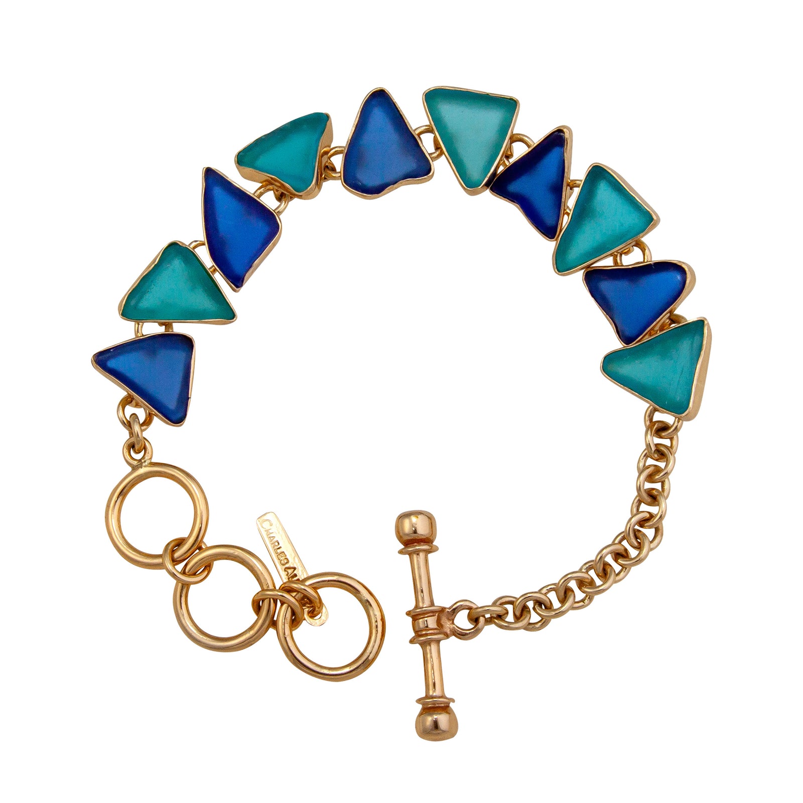 Alchemia Aqua and Cobalt Blue Beach Glass Bracelet | Charles Albert Jewelry