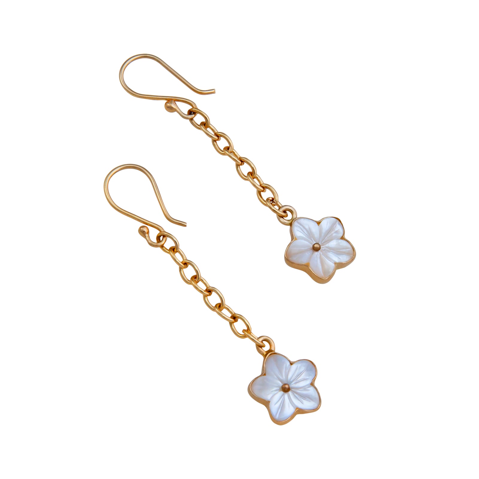 Alchemia Mother of Pearl Flower Chain Drop Earrings | Charles Albert Jewelry