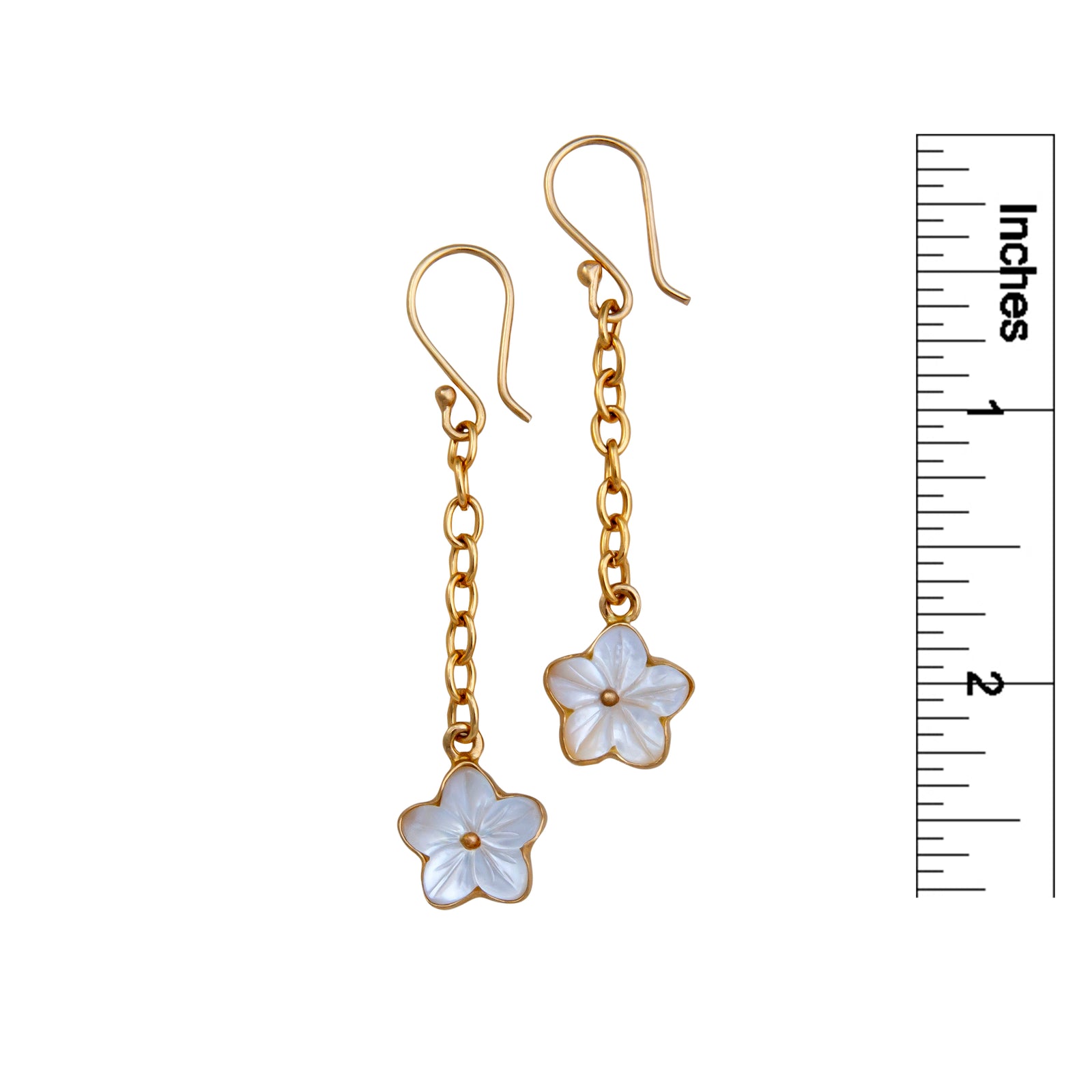 Alchemia Mother of Pearl Flower Chain Drop Earrings | Charles Albert Jewelry