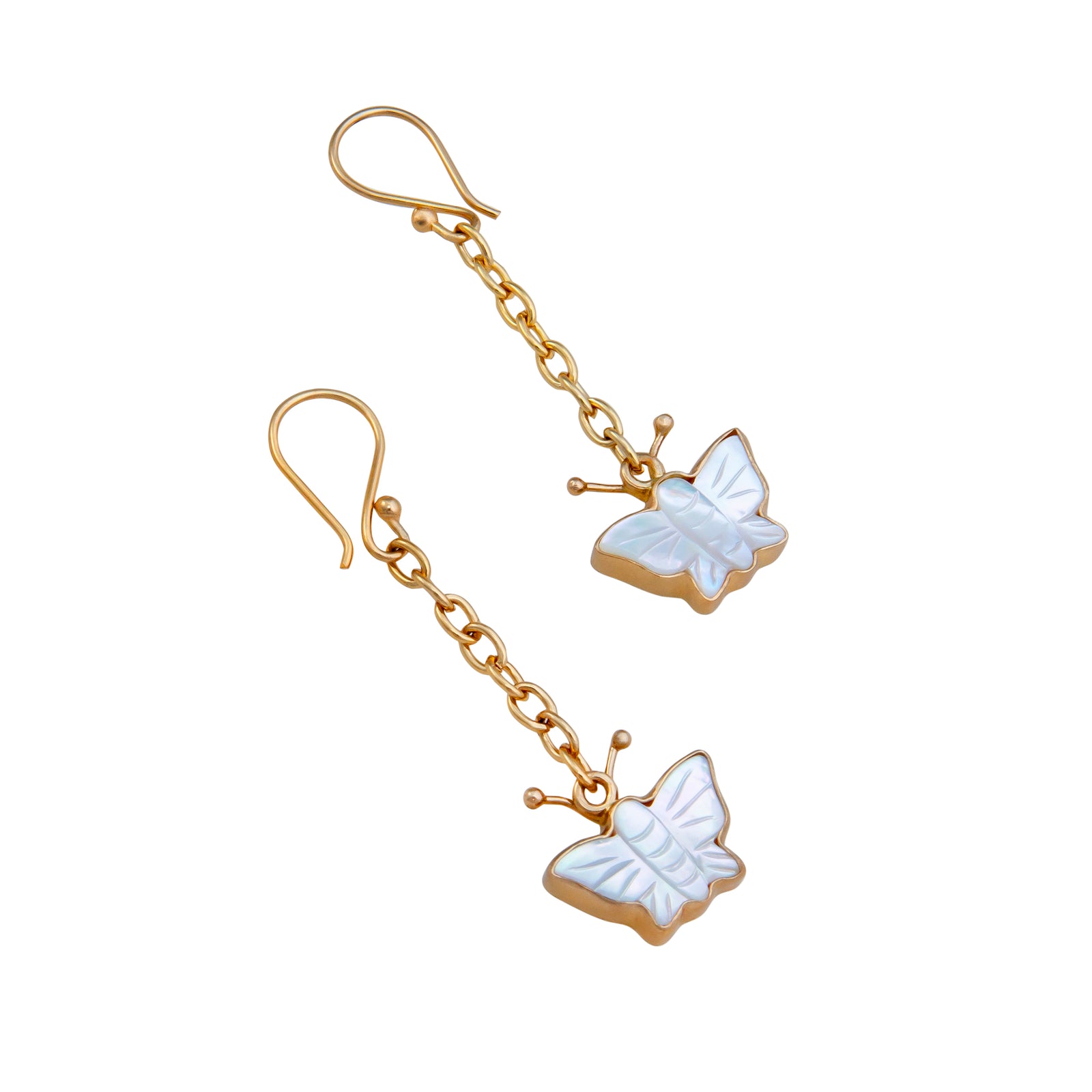 Alchemia Mother of Pearl Butterfly Chain Drop Earrings | Charles Albert Jewelry