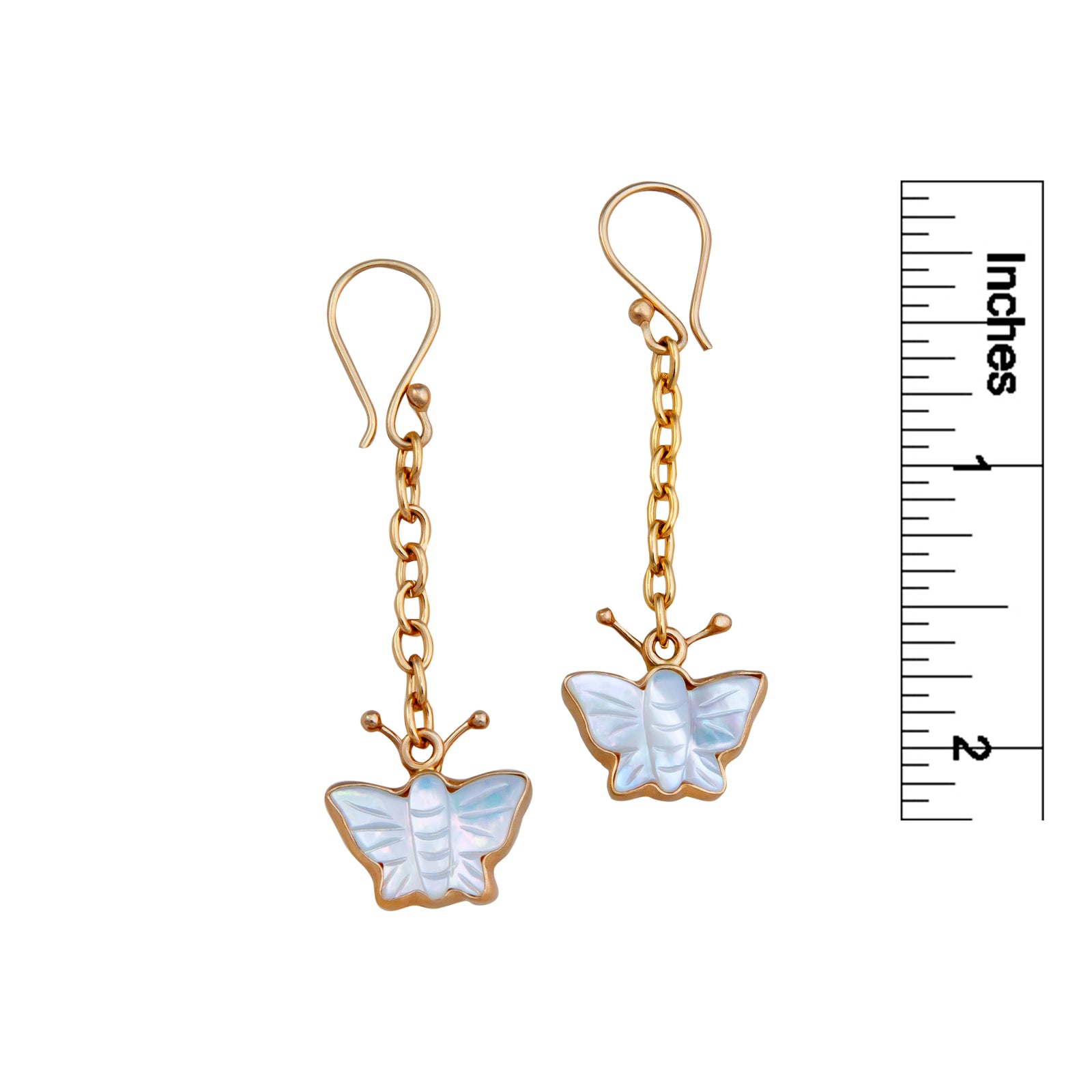 Alchemia Mother of Pearl Butterfly Chain Drop Earrings | Charles Albert Jewelry