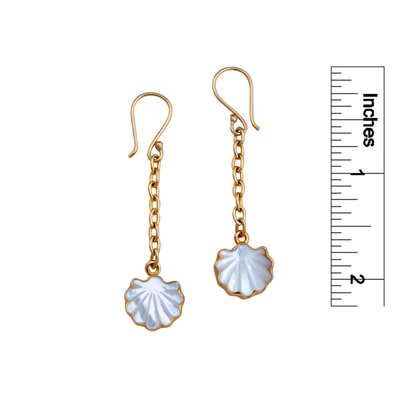 Alchemia Mother of Pearl Clam Chain Drop Earrings | Charles Albert Jewelry