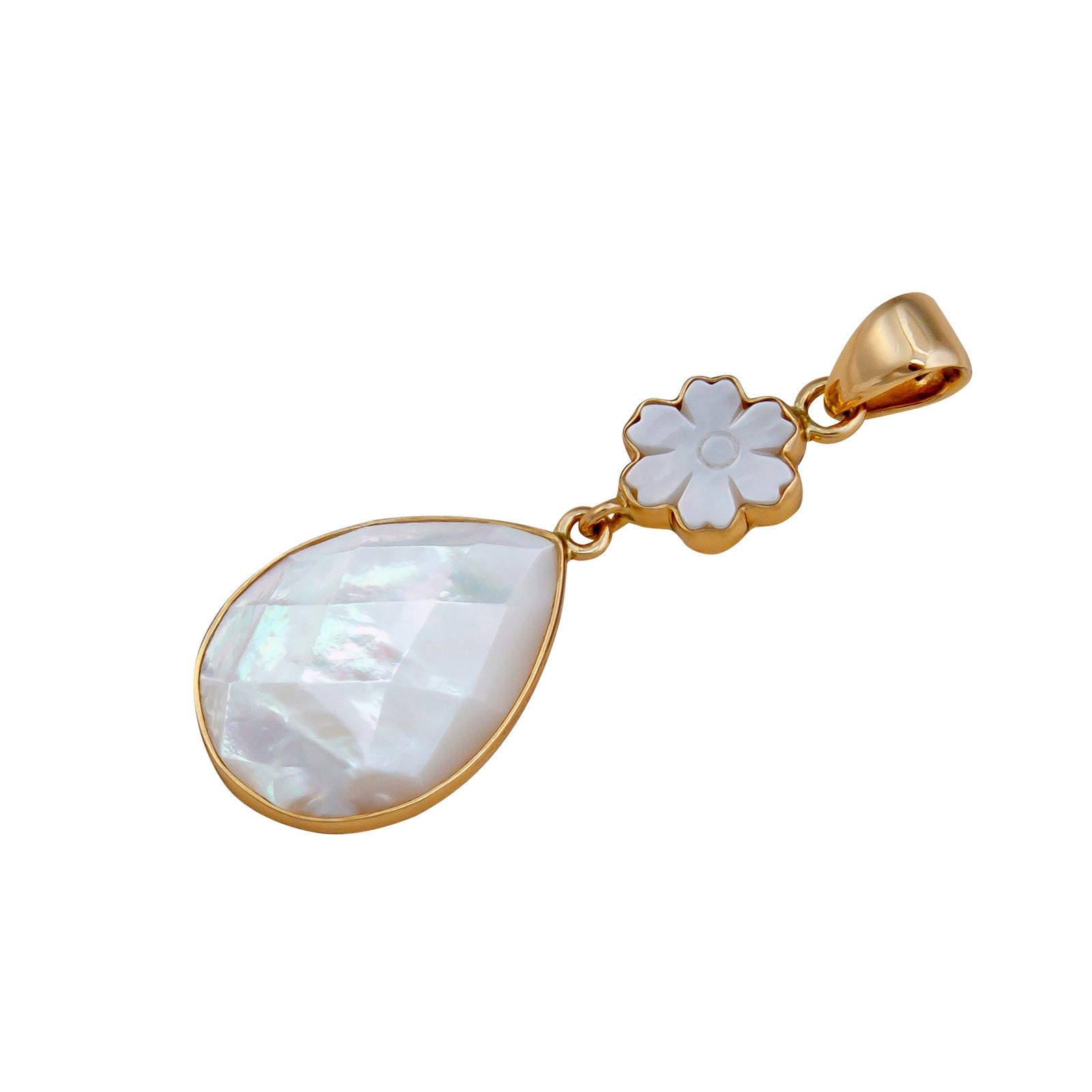 Alchemia Mother of Pearl Flower and Teardrop Pendant | Charles Albert Jewelry