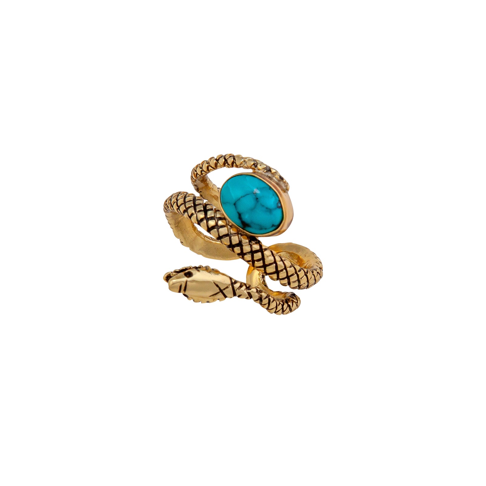 Alchemia Turquoise Snake Adjustable Cuff Ring | Charles Albert Jewelry