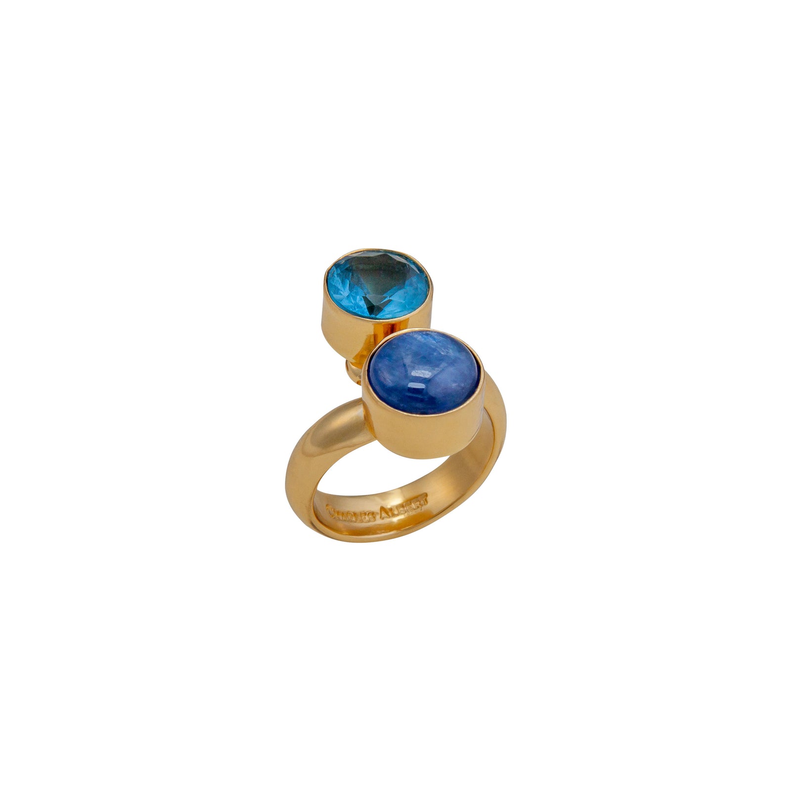 Alchemia Blue Topaz and Kyanite Bypass Adjustable Ring | Charles Albert Jewelry