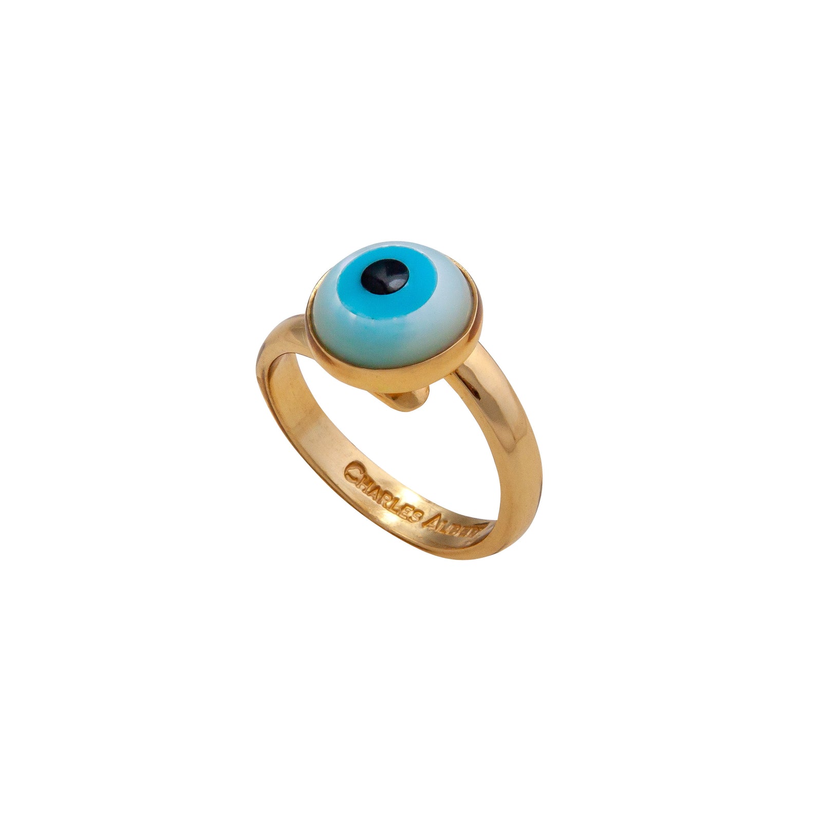 Alchemia Mother of Pearl Evil Eye Round Adjustable Ring | Charles Albert Jewelry