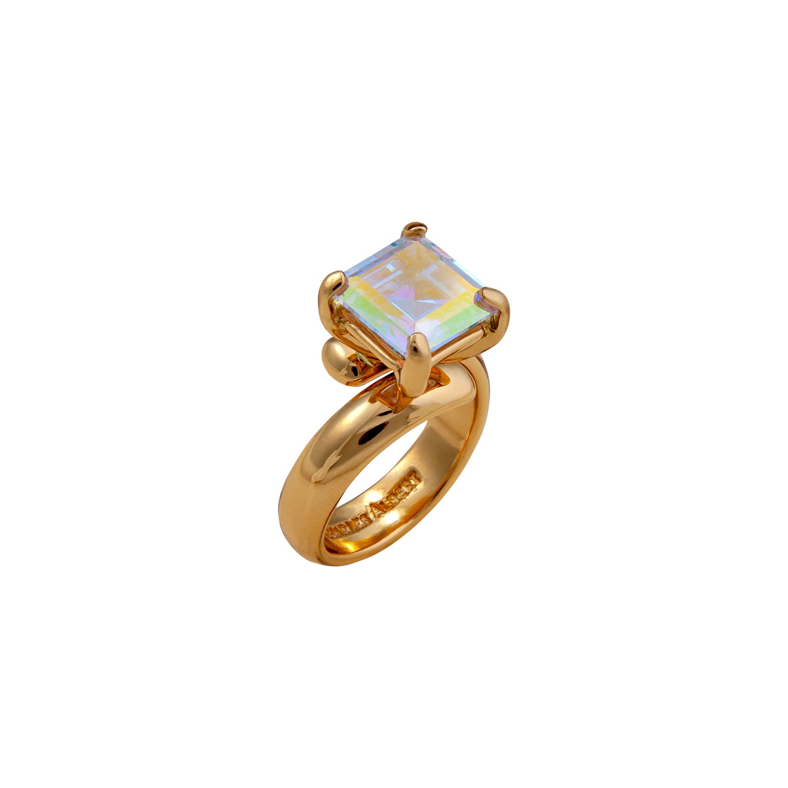 Alchemia Mercury Mist Square Prong Set Adjustable Ring | Charles Albert Jewelry