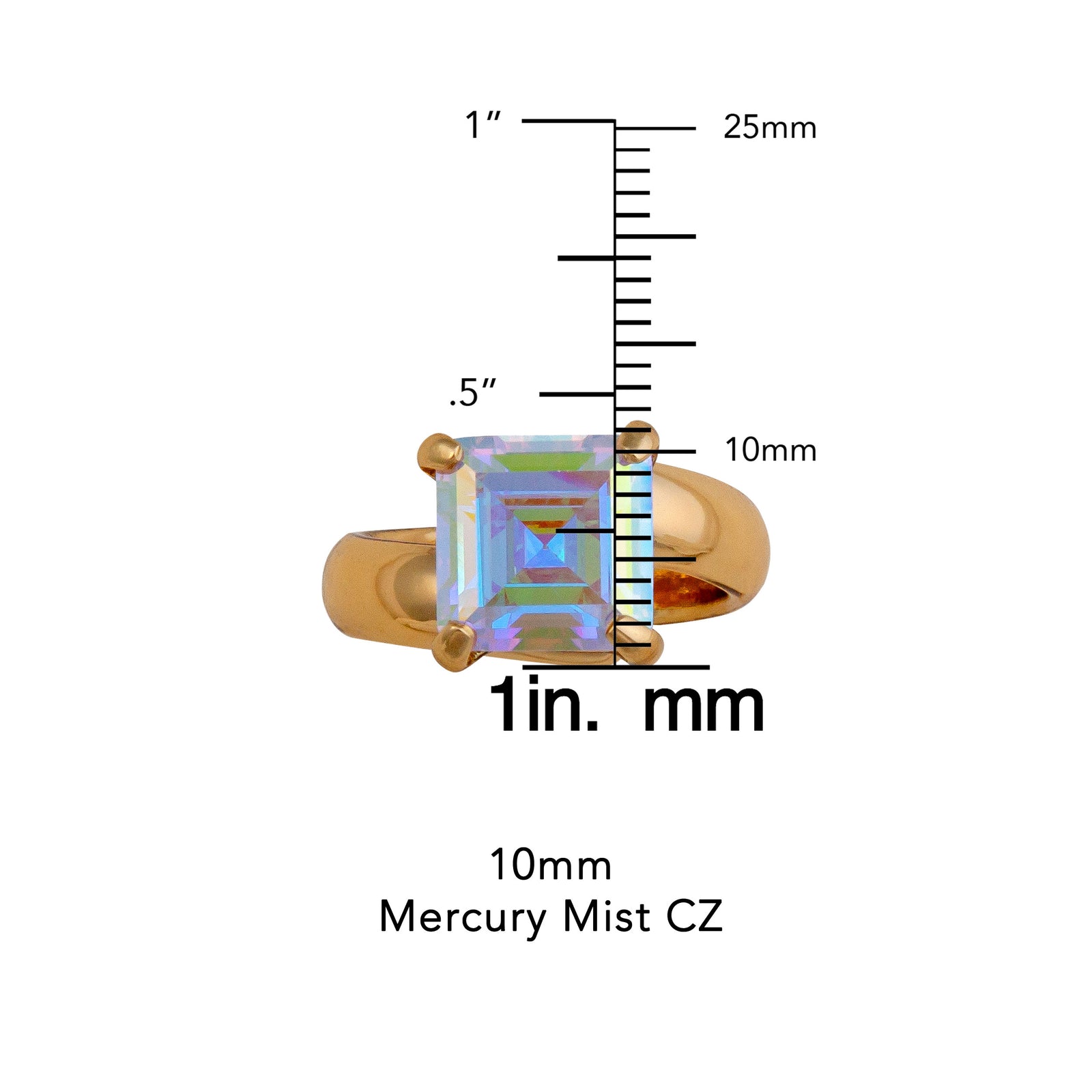 Alchemia Mercury Mist Square Prong Set Adjustable Ring | Charles Albert Jewelry