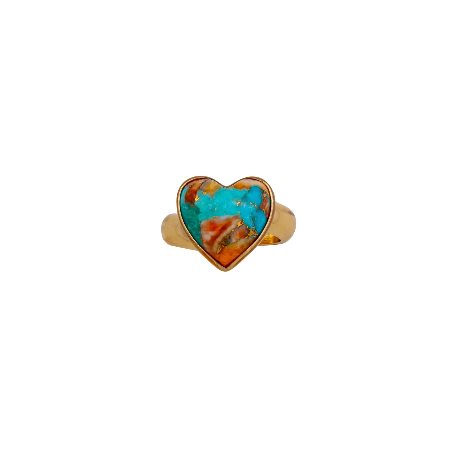 Alchemia Turquoise and Spiny Shell Heart Petite Adjustable Ring | Charles Albert Jewelry