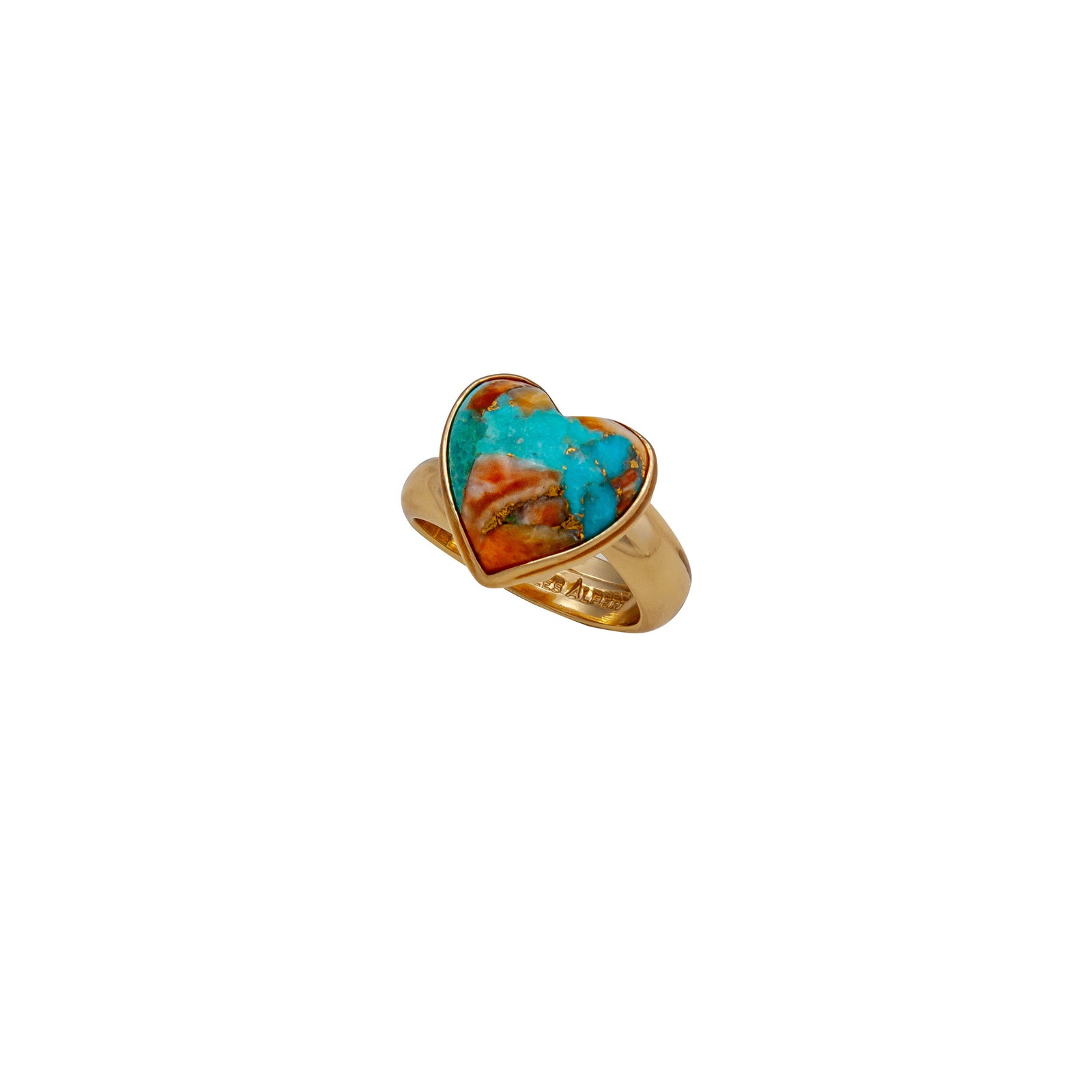 Alchemia Turquoise and Spiny Shell Heart Petite Adjustable Ring | Charles Albert Jewelry