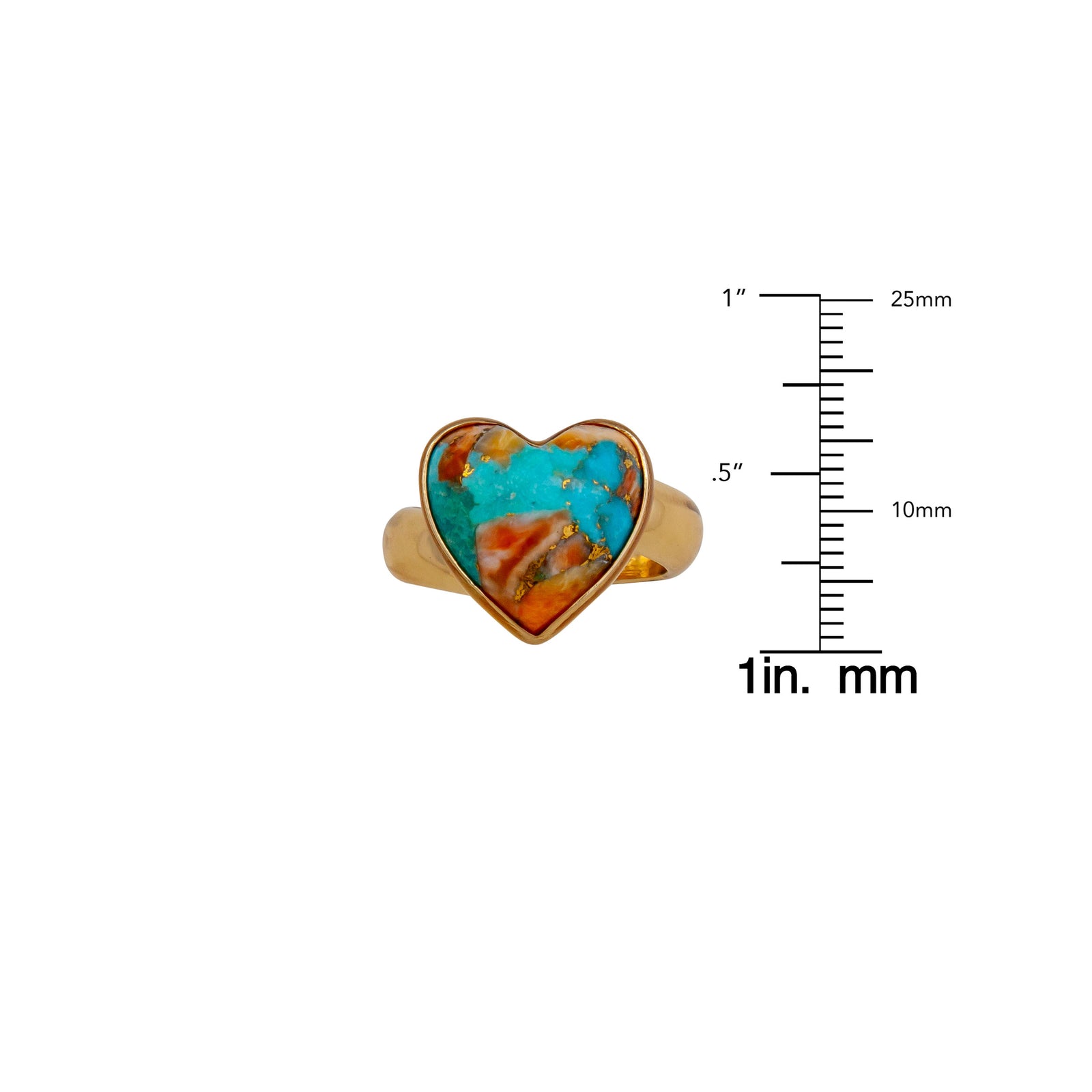 Alchemia Turquoise and Spiny Shell Heart Petite Adjustable Ring | Charles Albert Jewelry