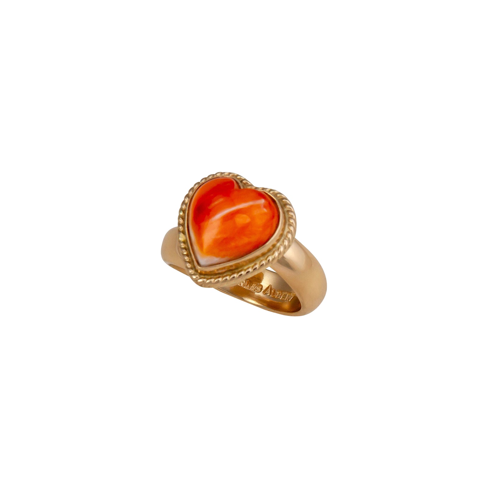 Alchemia Spiny Oyster Shell Heart Rope Adjustable Ring | Charles Albert Jewelry