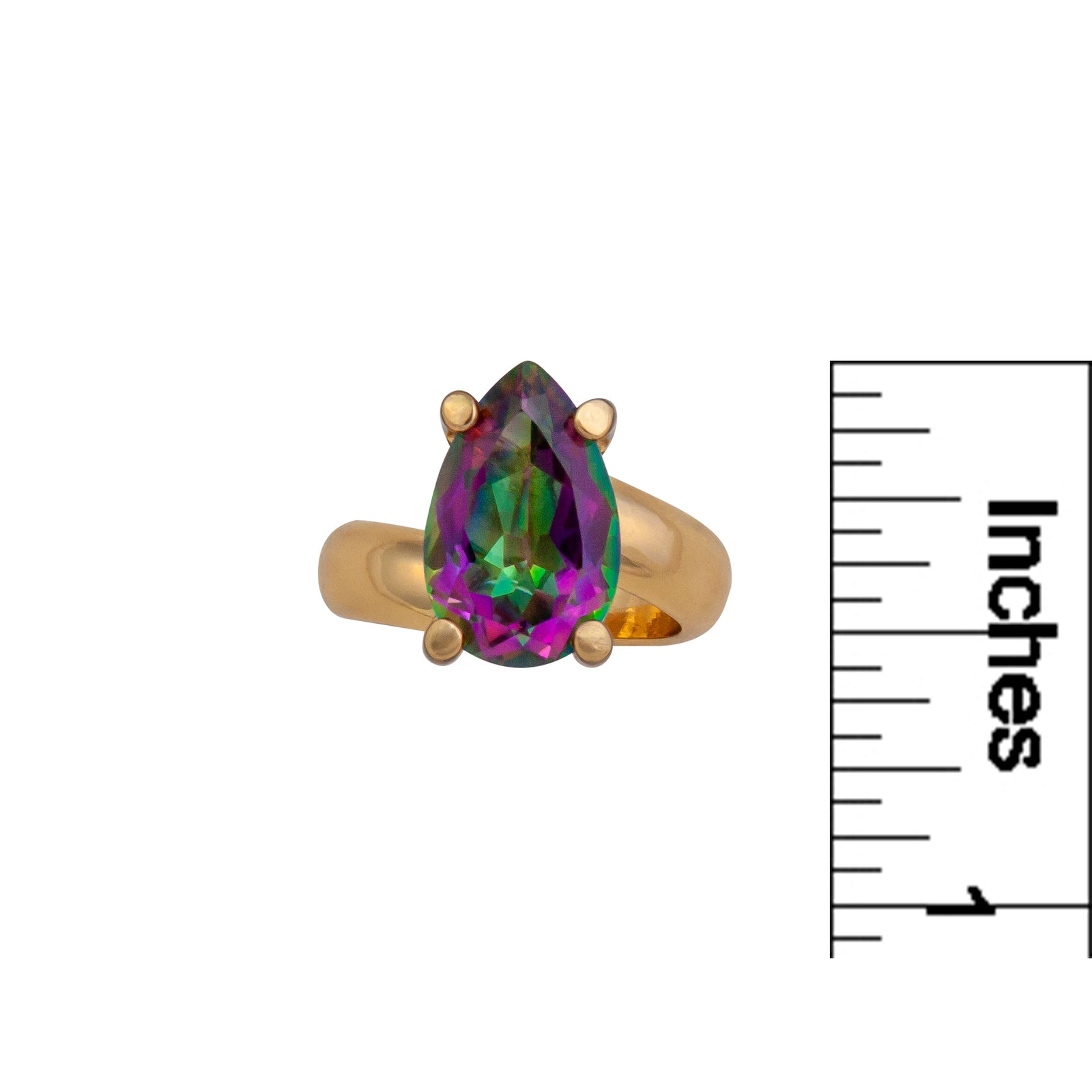 Alchemia Rainbow Mystic Quartz Teardrop Prong Set Adjustable Ring | Charles Albert Jewelry