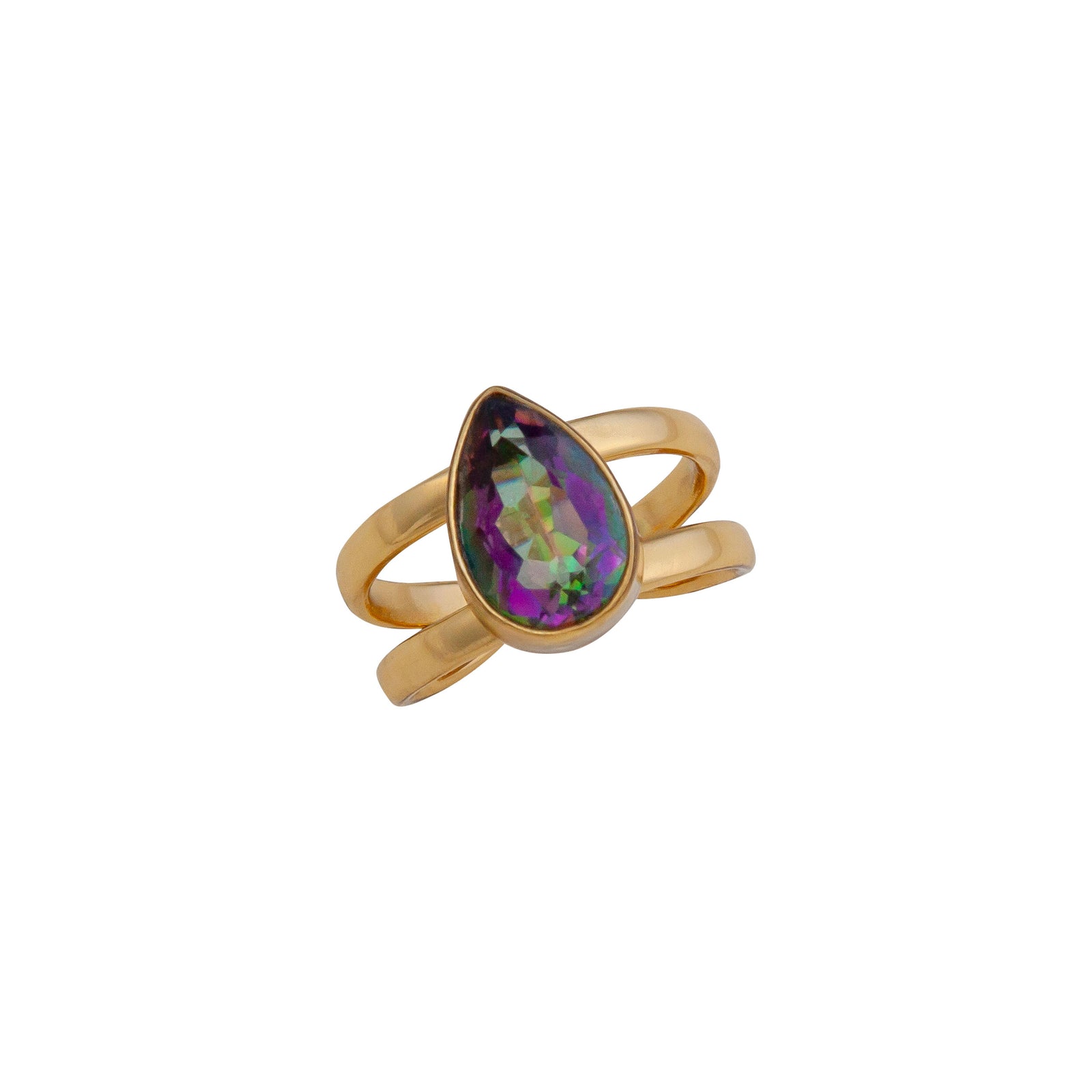Alchemia Rainbow Mystic Quartz Adjustable Cuff Ring | Charles Albert Jewelry