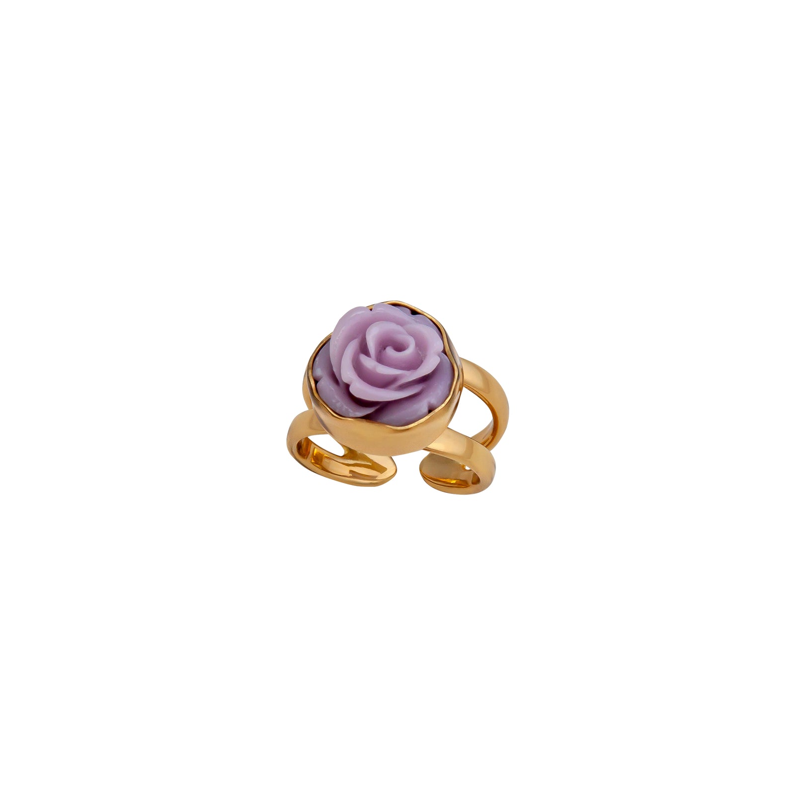 Alchemia Lavender Resin Rose Adjustable Cuff Ring | Charles Albert Jewelry