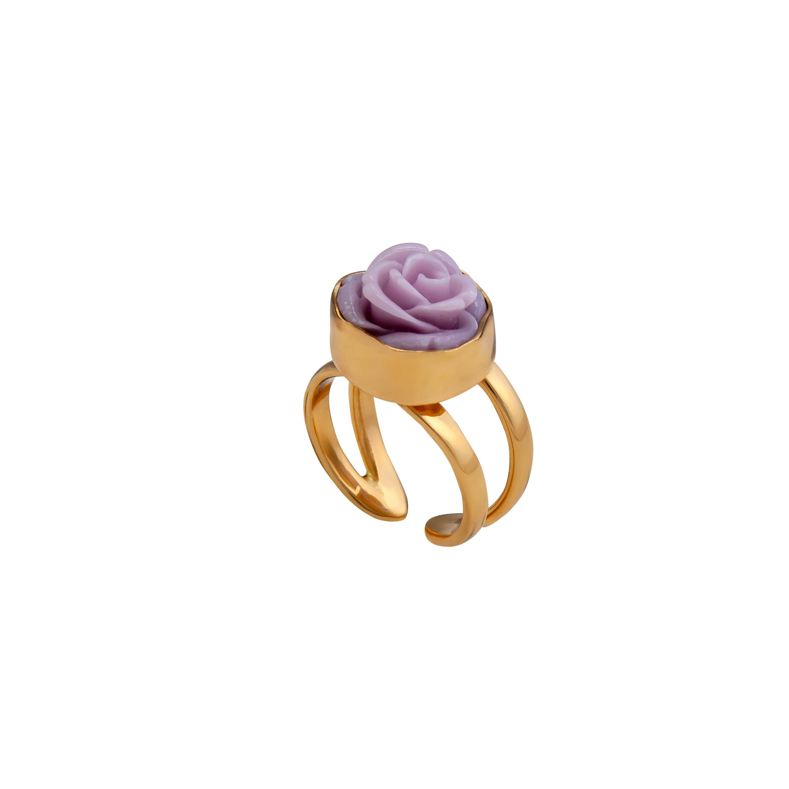Alchemia Lavender Resin Rose Adjustable Cuff Ring | Charles Albert Jewelry