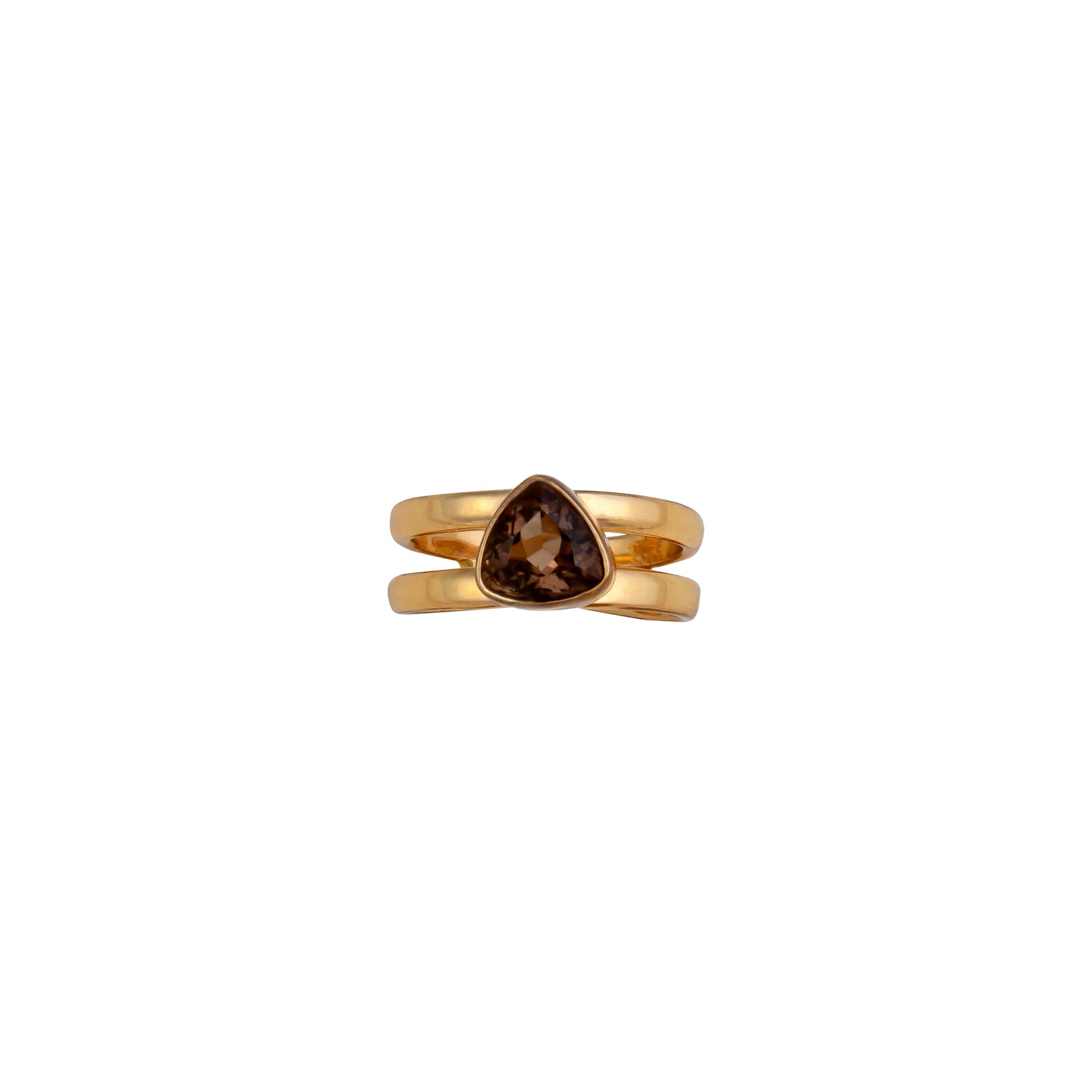 Alchemia Smokey Quartz Trillion Adjustable Cuff Ring | Charles Albert Jewelry