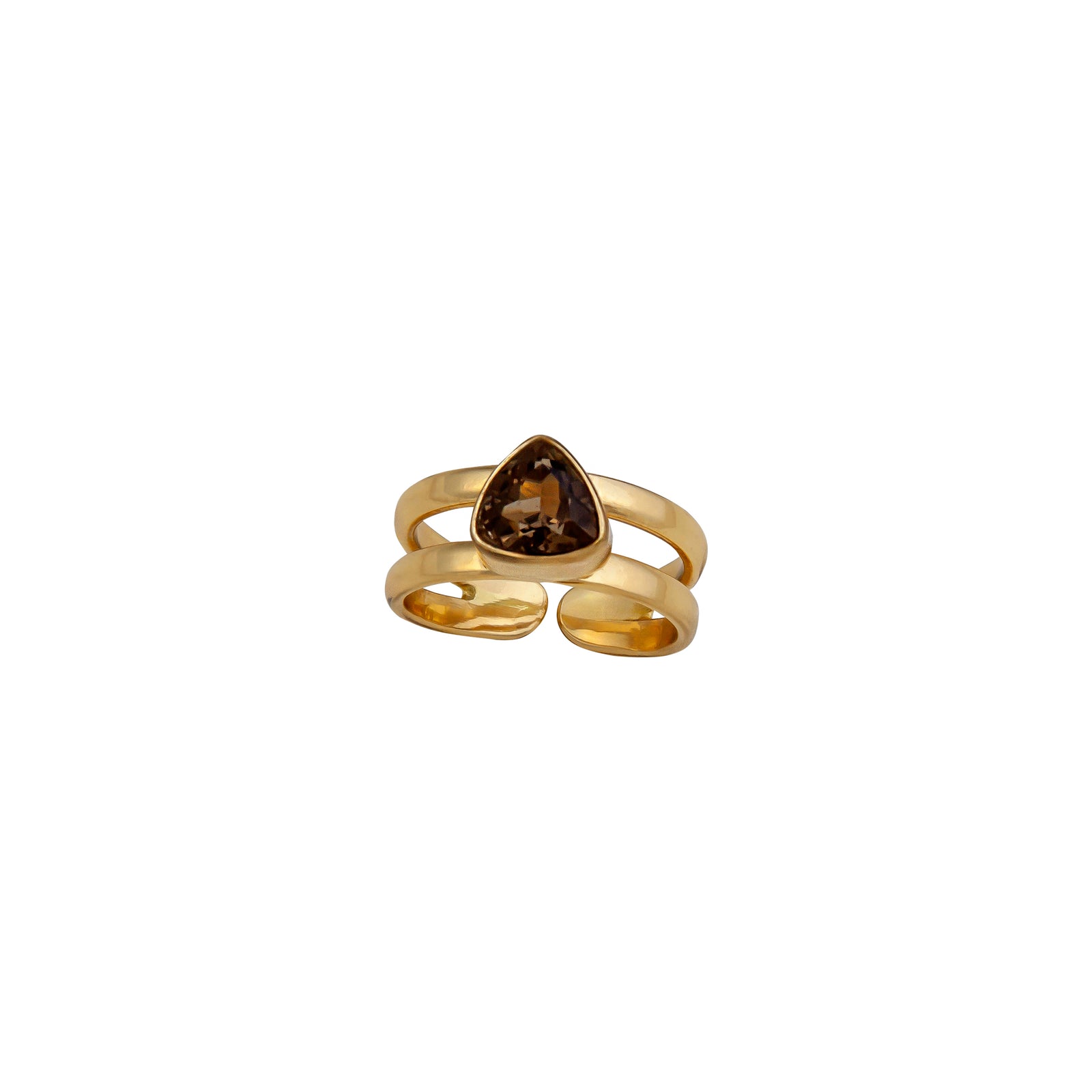 Alchemia Smokey Quartz Trillion Adjustable Cuff Ring | Charles Albert Jewelry