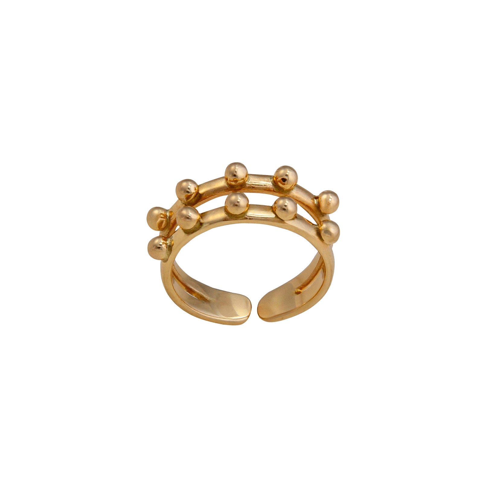 Alchemia Detailed Dot Double Band Adjustable Cuff Ring | Charles Albert Jewelry
