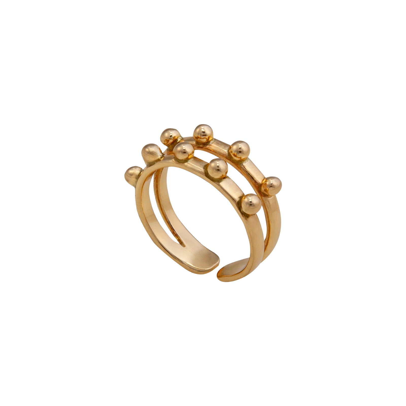 Alchemia Detailed Dot Double Band Adjustable Cuff Ring | Charles Albert Jewelry