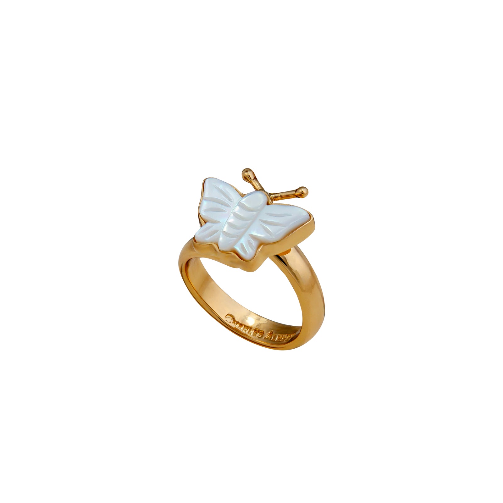 Alchemia Mother of Pearl Butterfly Adjustable Ring | Charles Albert Jewelry