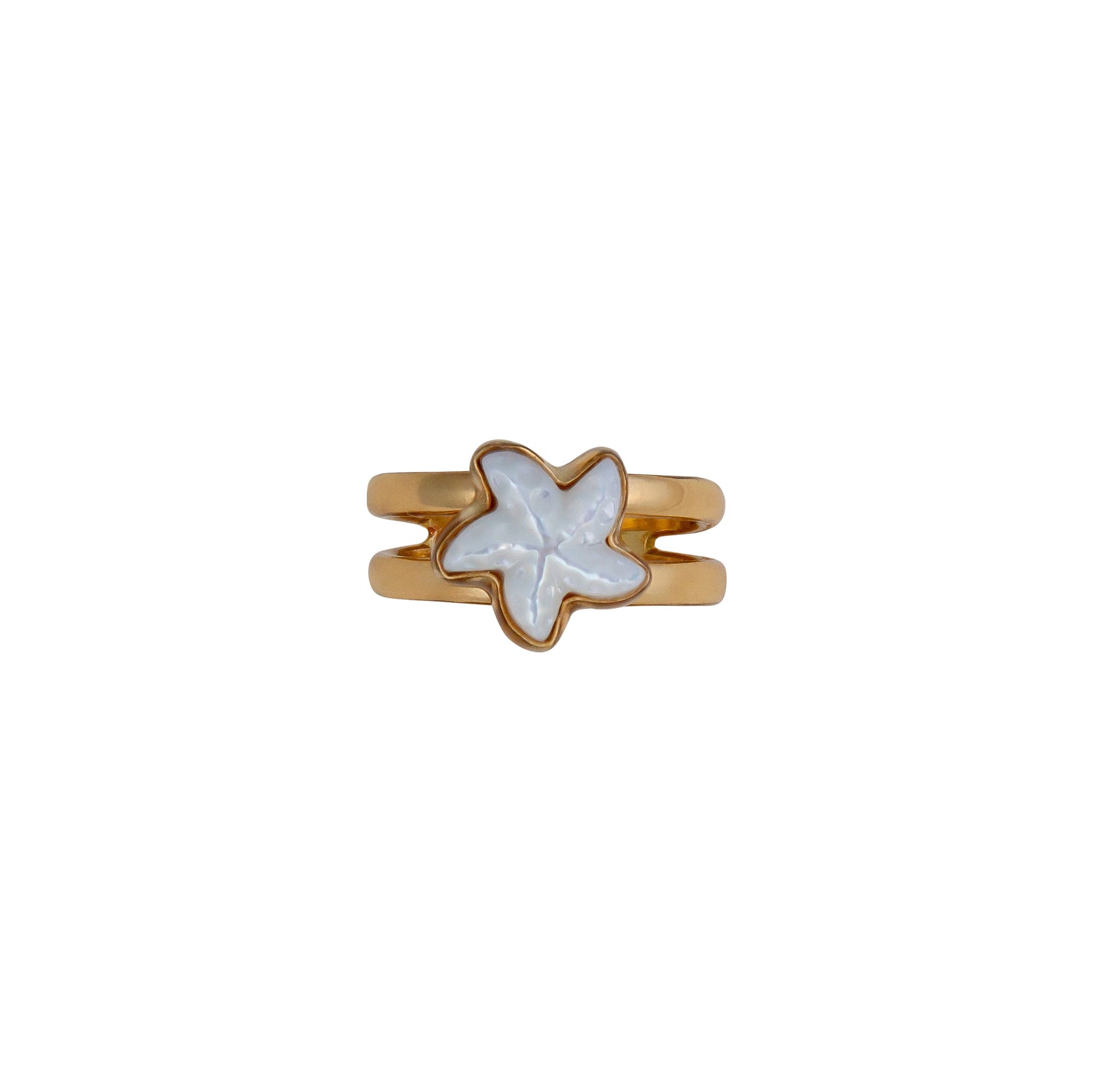 Alchemia Mother of Pearl Starfish Adjustable Cuff Ring | Charles Albert Jewelry