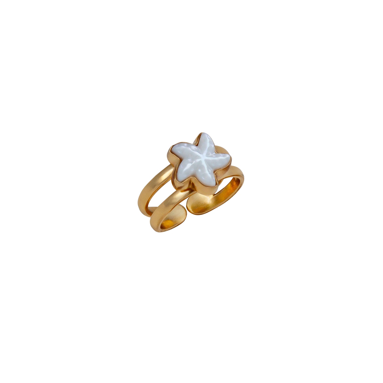Alchemia Mother of Pearl Starfish Adjustable Cuff Ring | Charles Albert Jewelry