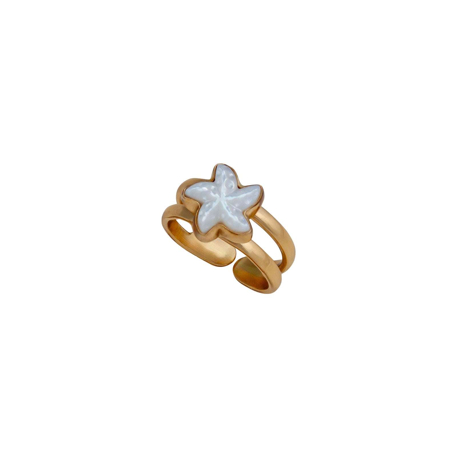 Alchemia Mother of Pearl Starfish Adjustable Cuff Ring | Charles Albert Jewelry