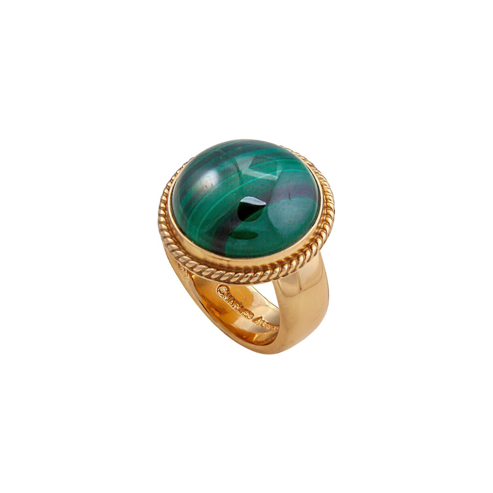 Alchemia Malachite Round Ring with Rope Detail | Charles Albert Jewelry