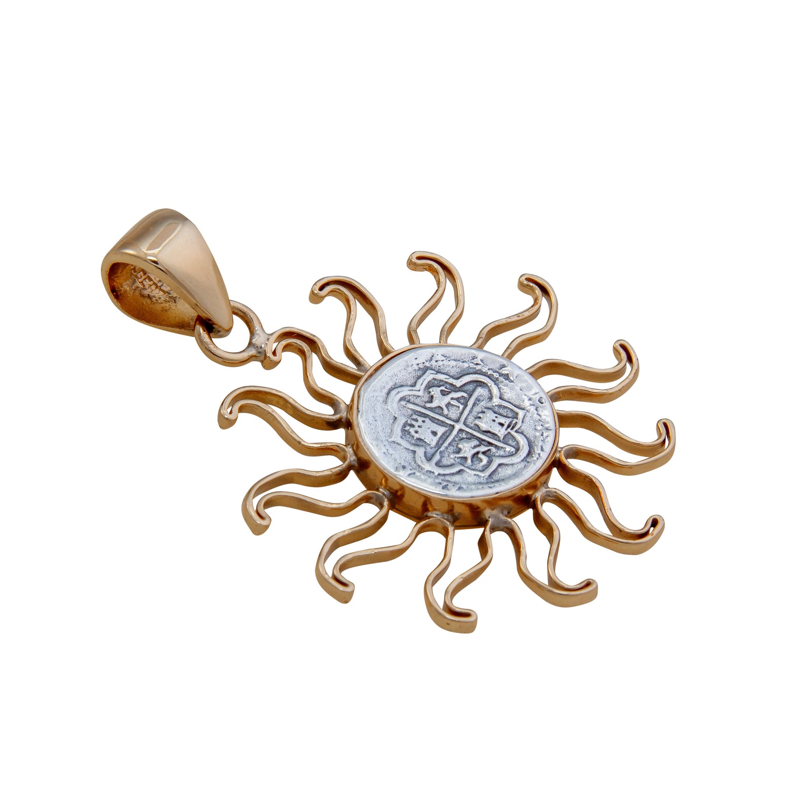 Sterling Silver and Alchemia Spanish Sun Coin Pendant | Charles Albert Jewelry