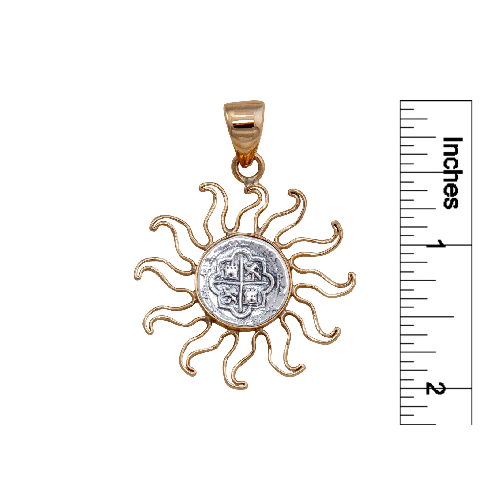 Sterling Silver and Alchemia Spanish Sun Coin Pendant