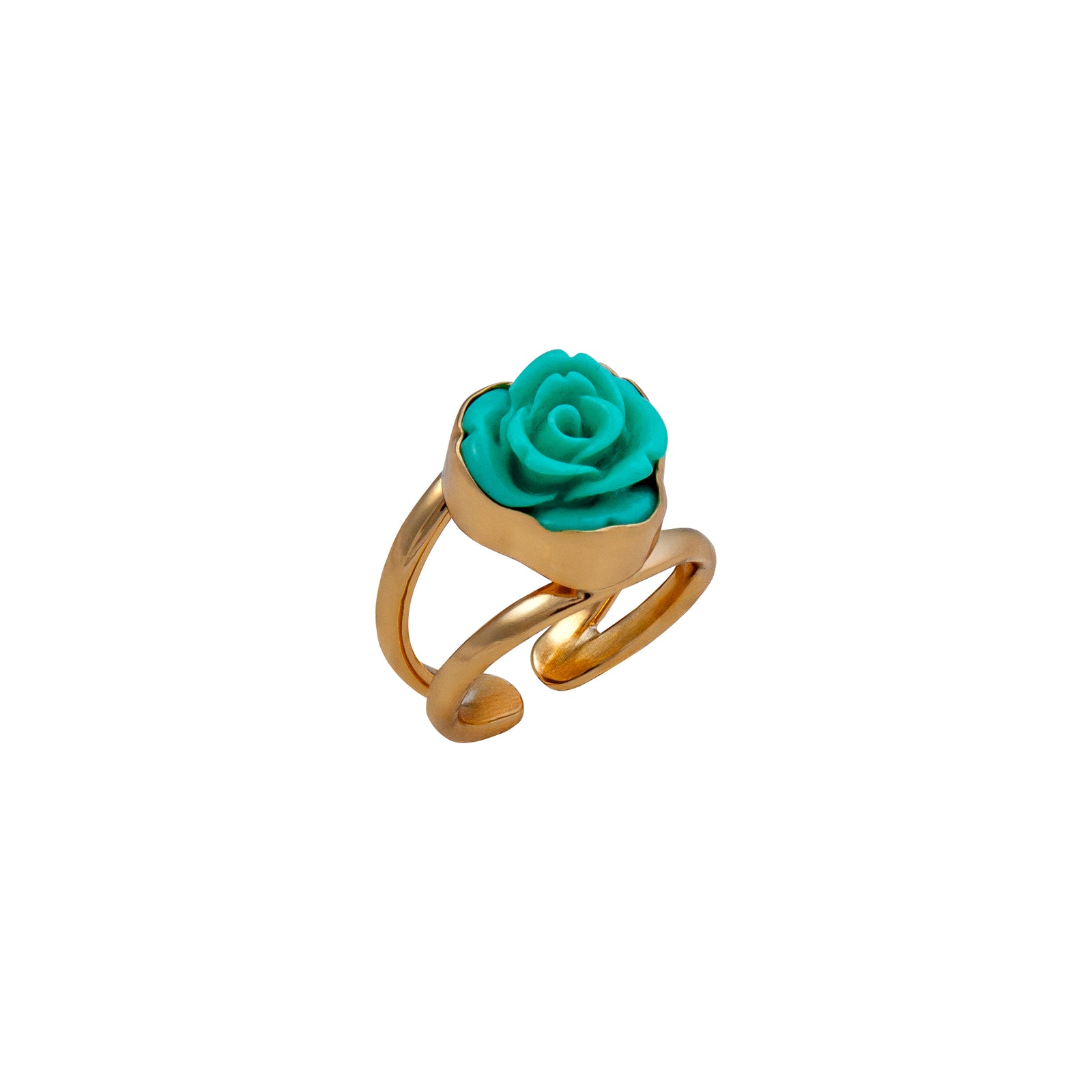 Alchemia Teal Resin Rose Adjustable Cuff Ring | Charles Albert Jewelry