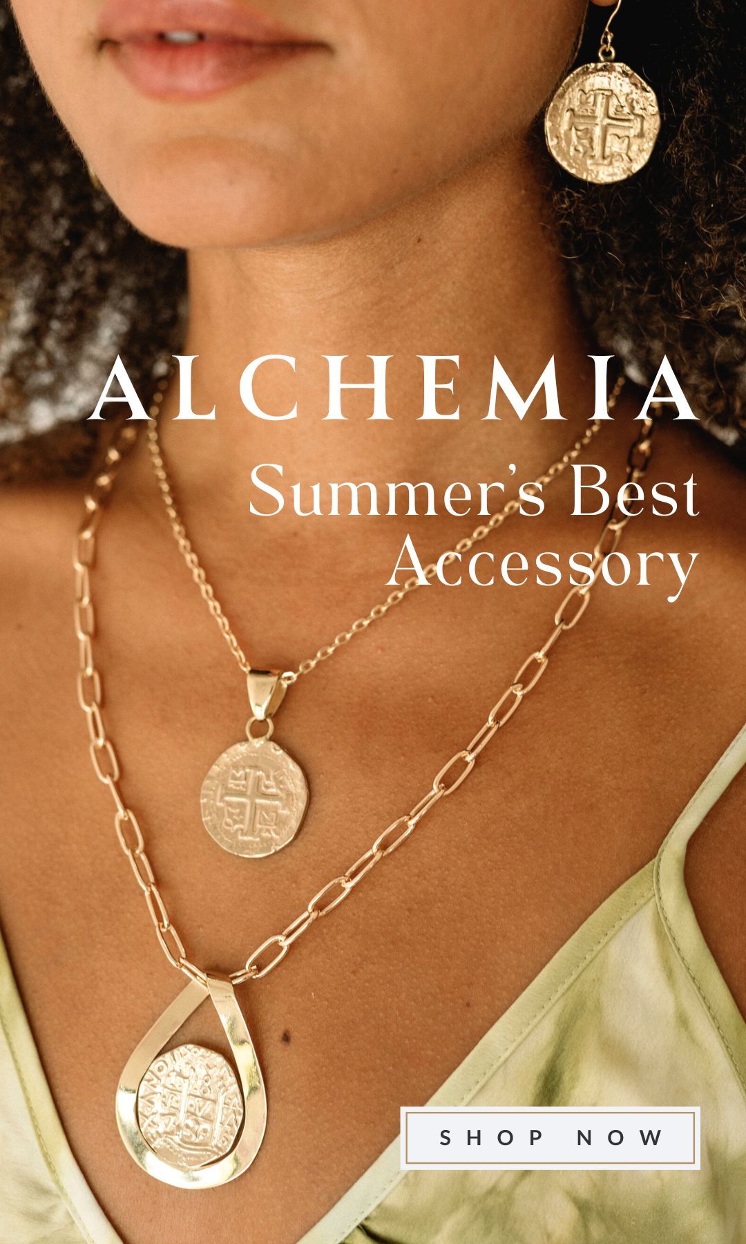 Model wearing Alchemia Coin Collection by Charles Albert: Summer's Best Accessory