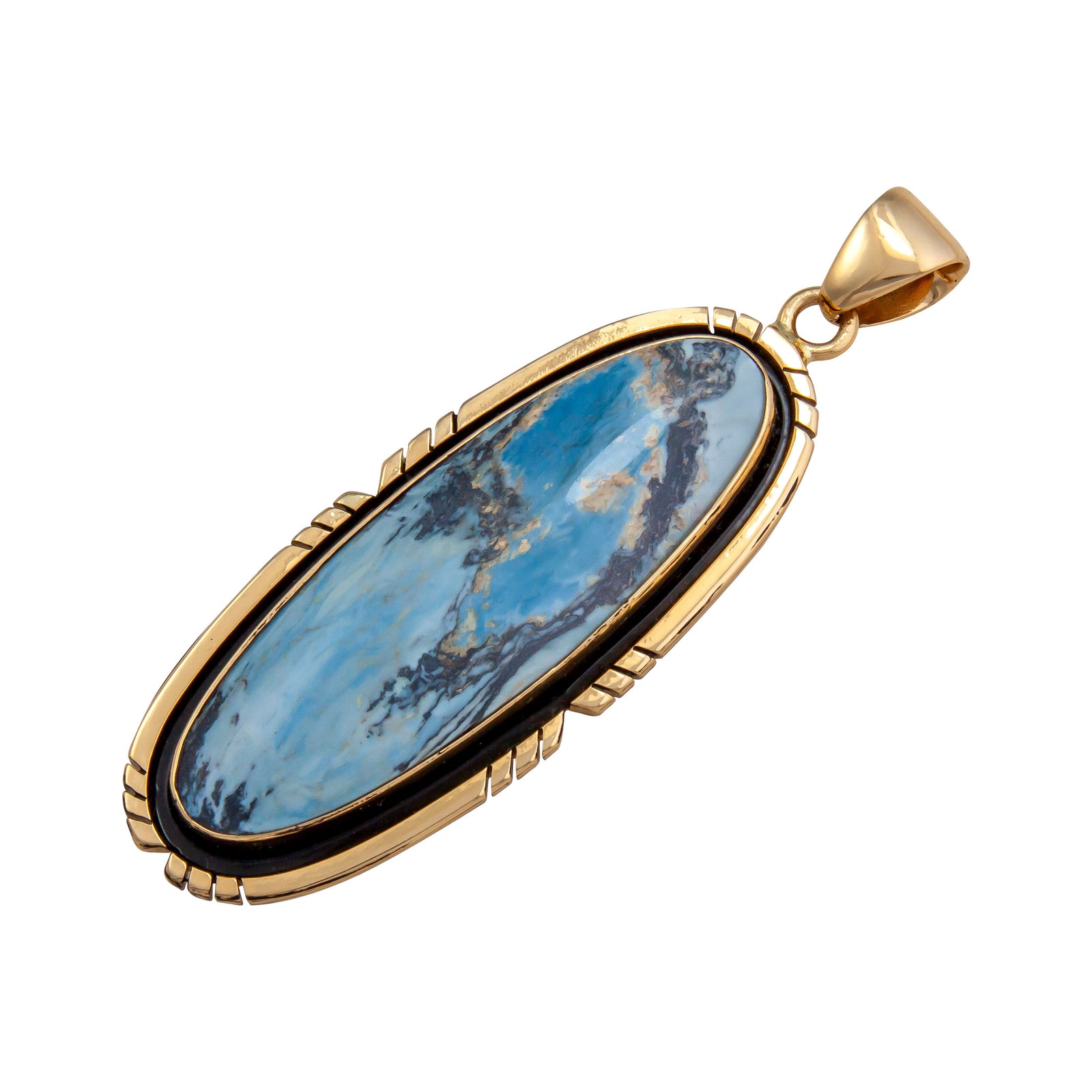 Alchemia Aztec Lapis Oval Pendant with Detailed Edge | Charles Albert Jewelry