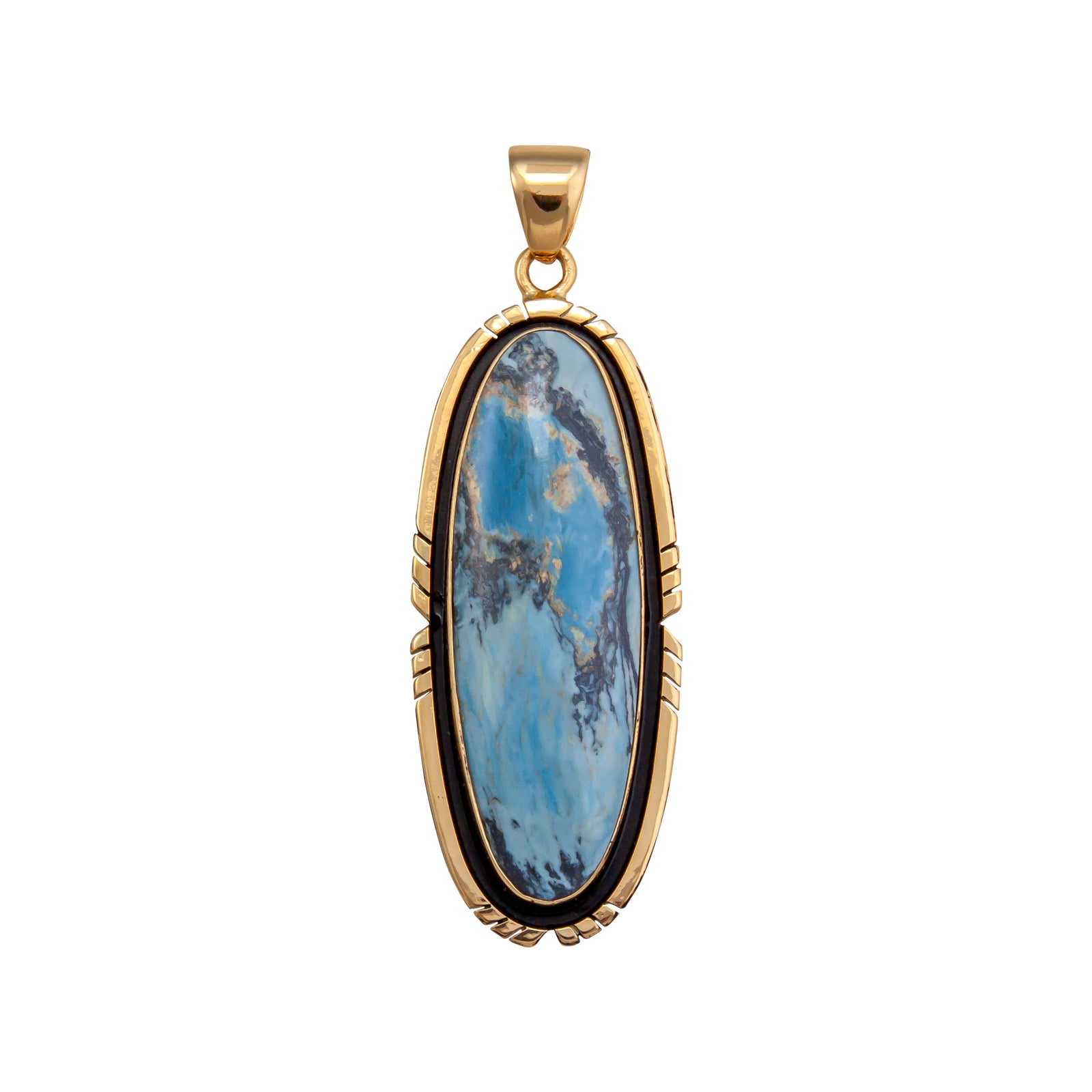 Alchemia Aztec Lapis Oval Pendant with Detailed Edge | Charles Albert Jewelry