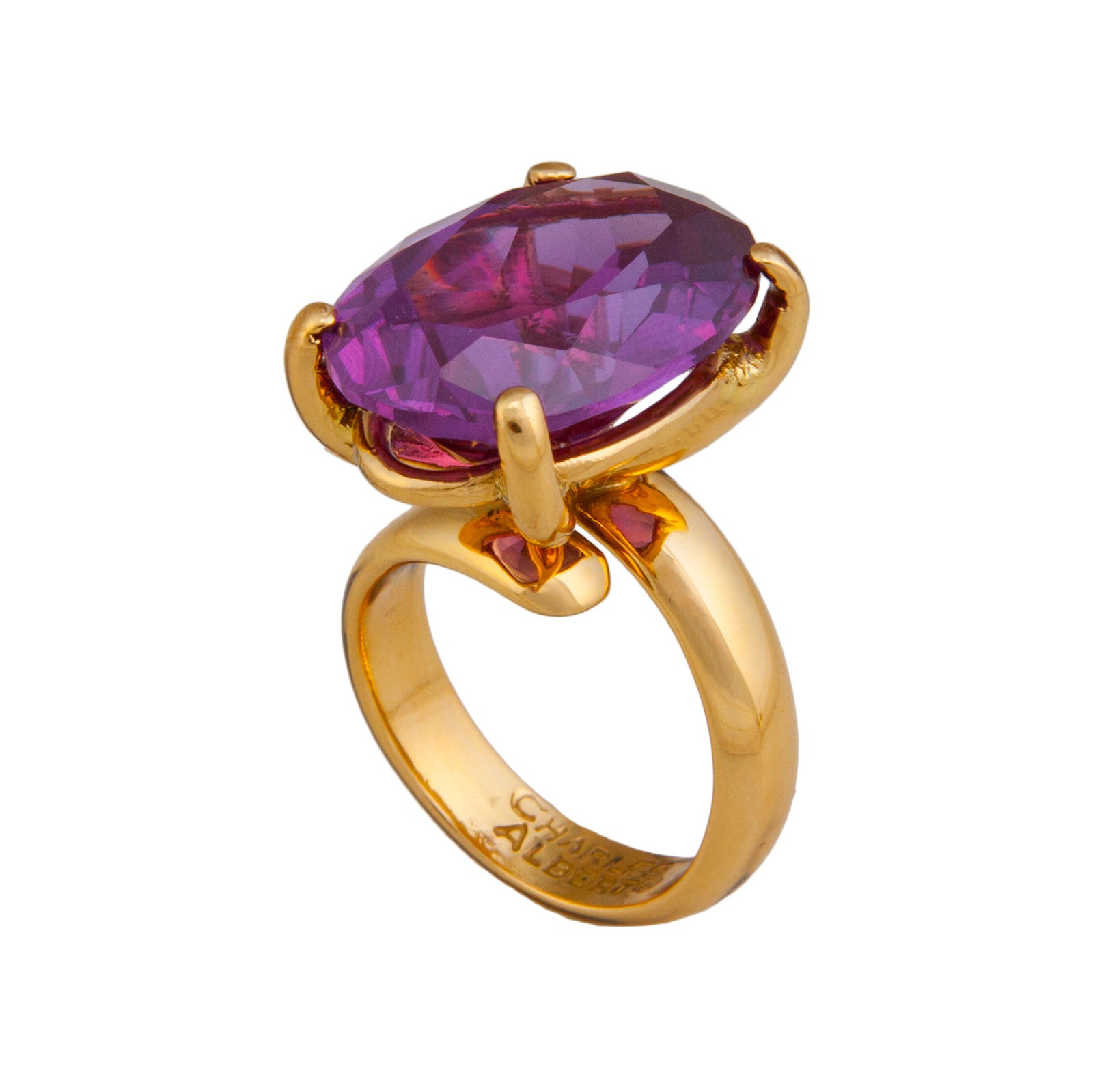 Alchemia Amethyst Oval Prong Set Adjustable Ring | Charles Albert Jewelry