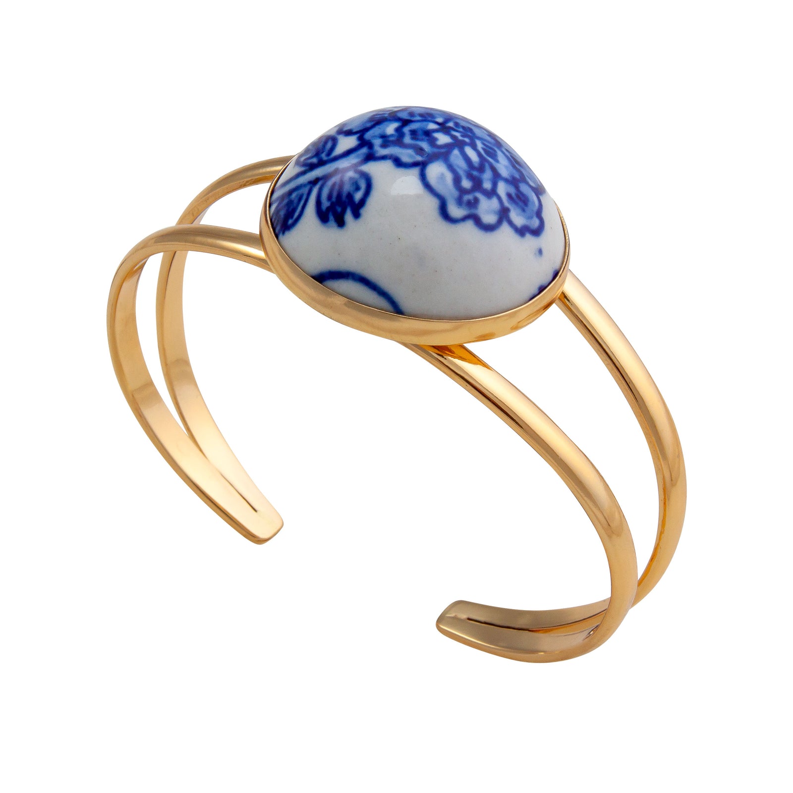 Alchemia Azure Blue Porcelain Double Band Cuff | Charles Albert Jewelry