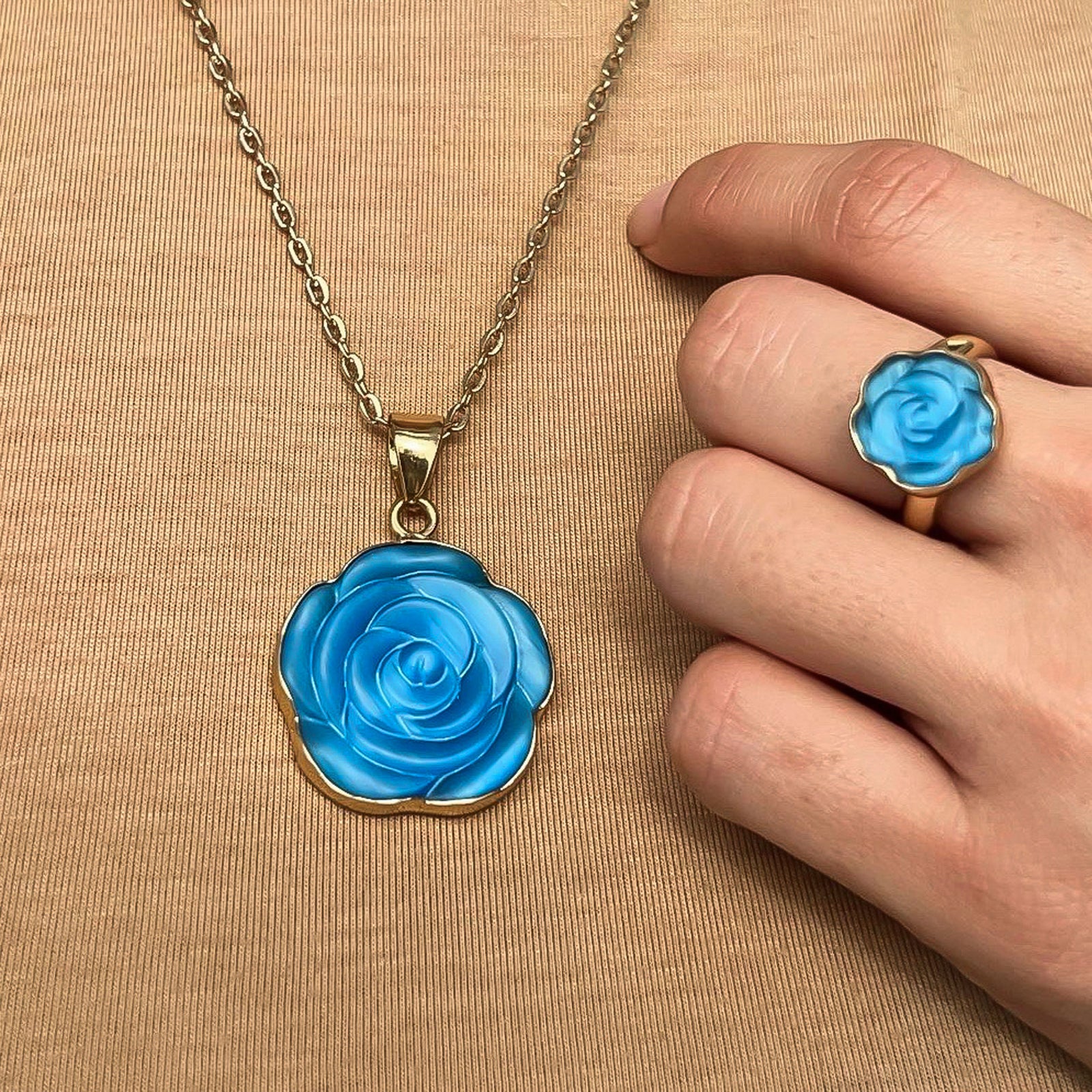 Alchemia Blue Rose Fiber Optic Pendant | Charles Albert Jewelry