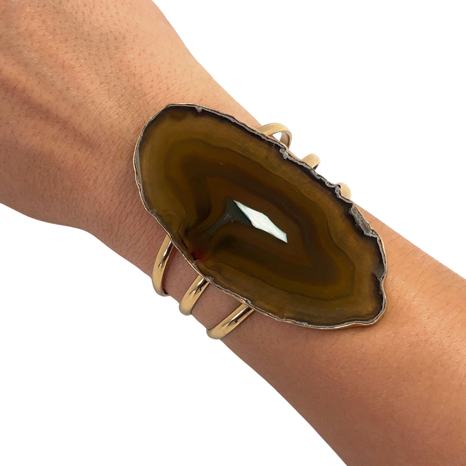 Alchemia Brown/Nude Agate Slice Multi-Band Cuff - Style #1 | Charles Albert Jewelry