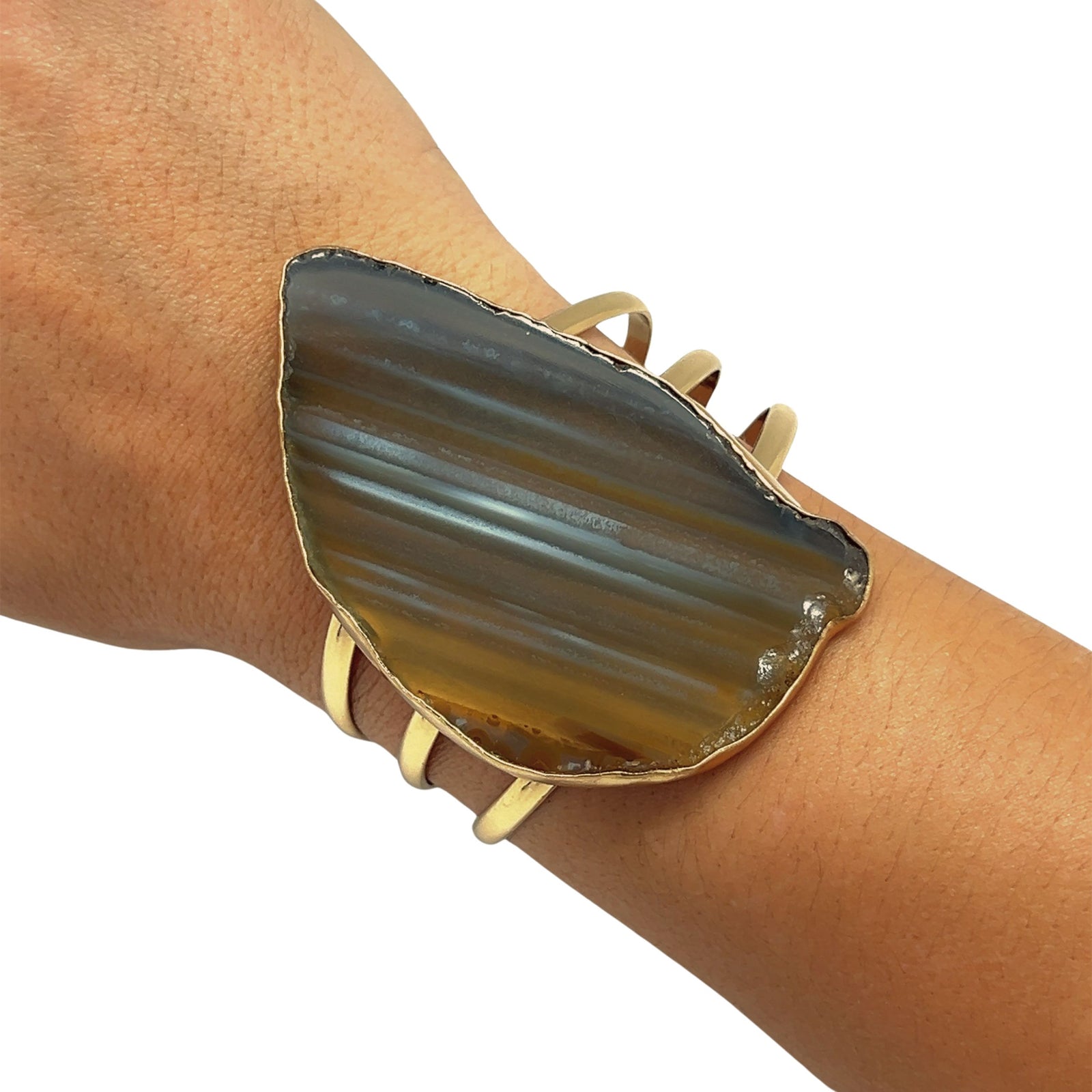 Alchemia Brown/Nude Agate Slice Multi-Band Cuff - Style #14 | Charles Albert Jewelry