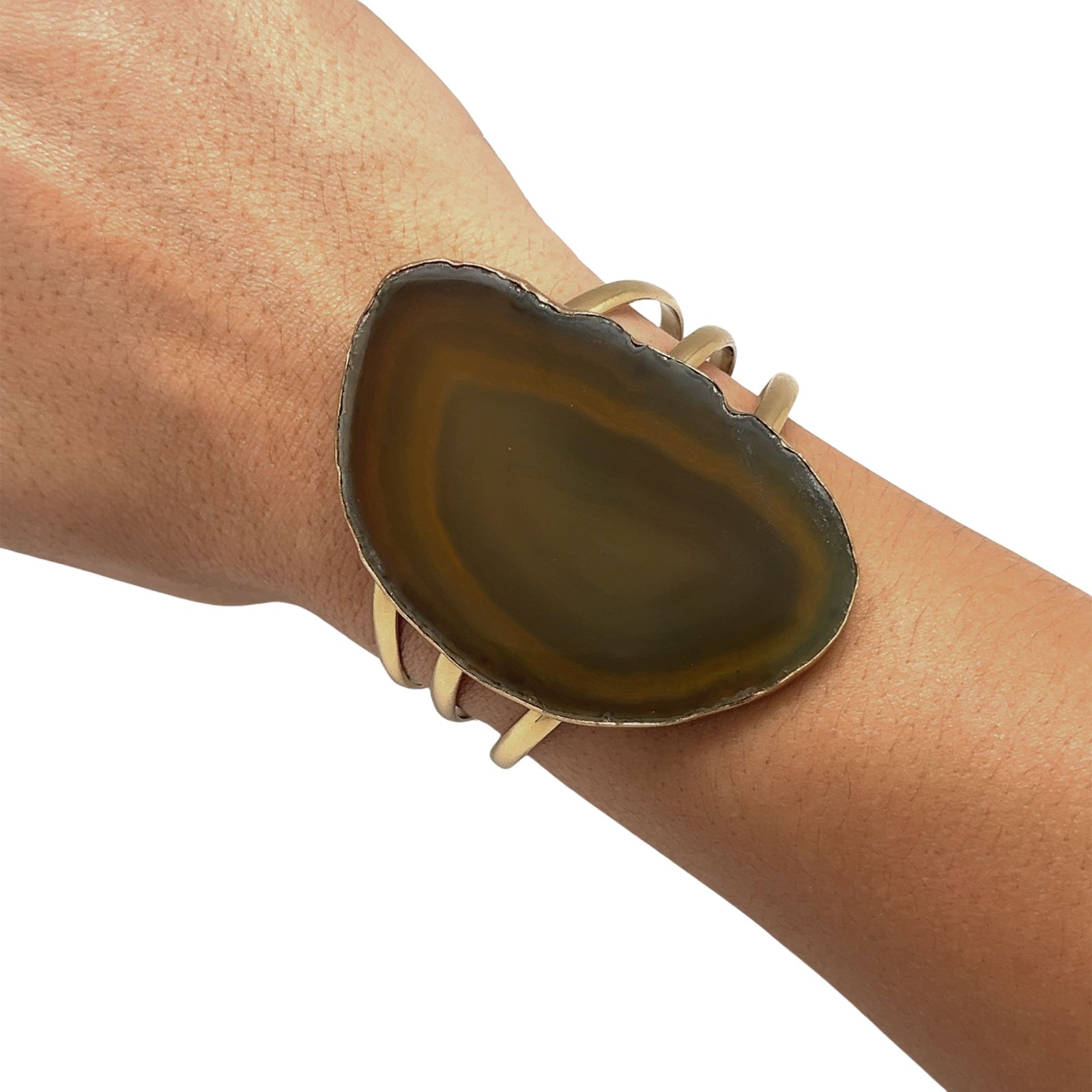 Alchemia Brown/Nude Agate Slice Multi-Band Cuff - Style #24 | Charles Albert Jewelry